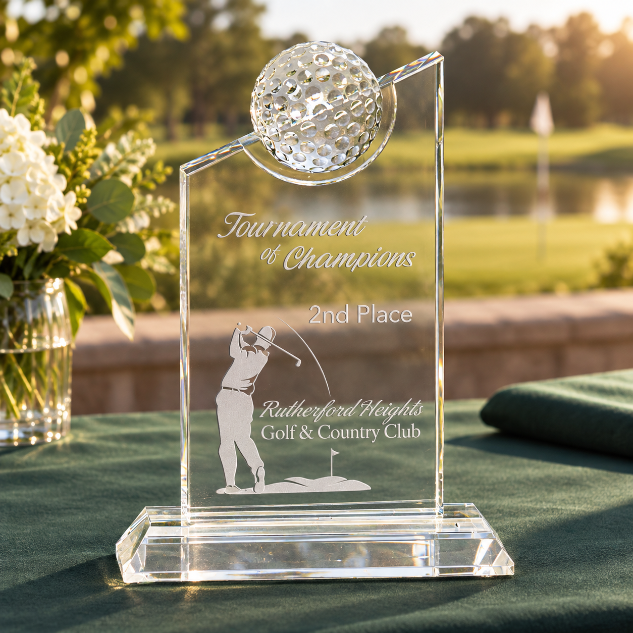 Crystal Golf Slant Tablet Award