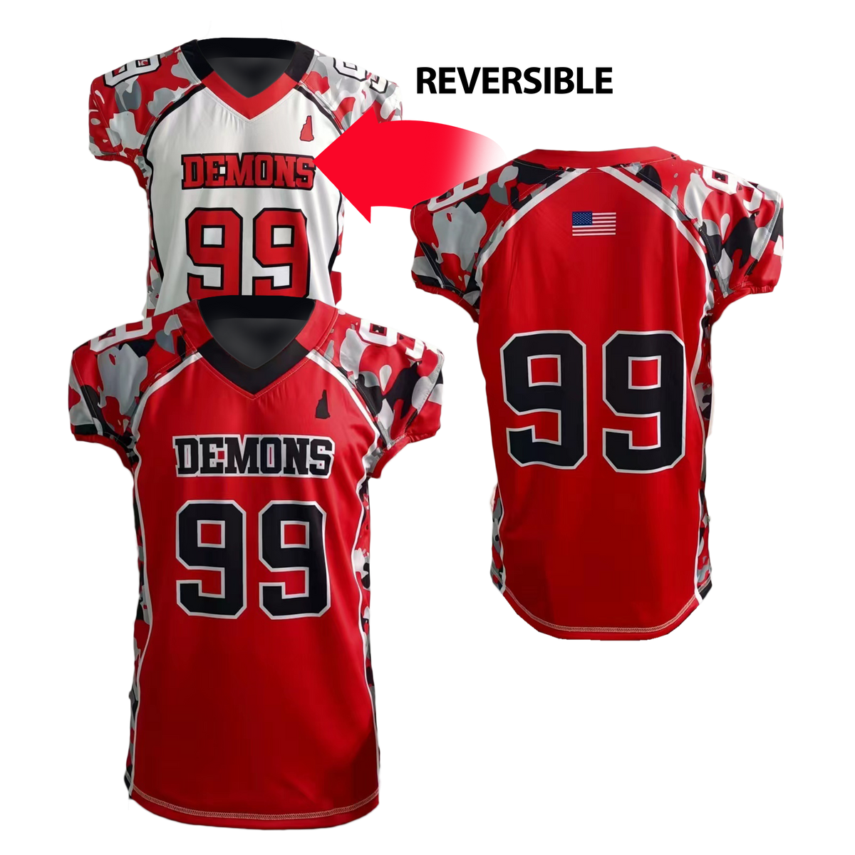 Custom Sublimated Men's & Youth Reversible V-Neck Football Jersey — supplier alternate design