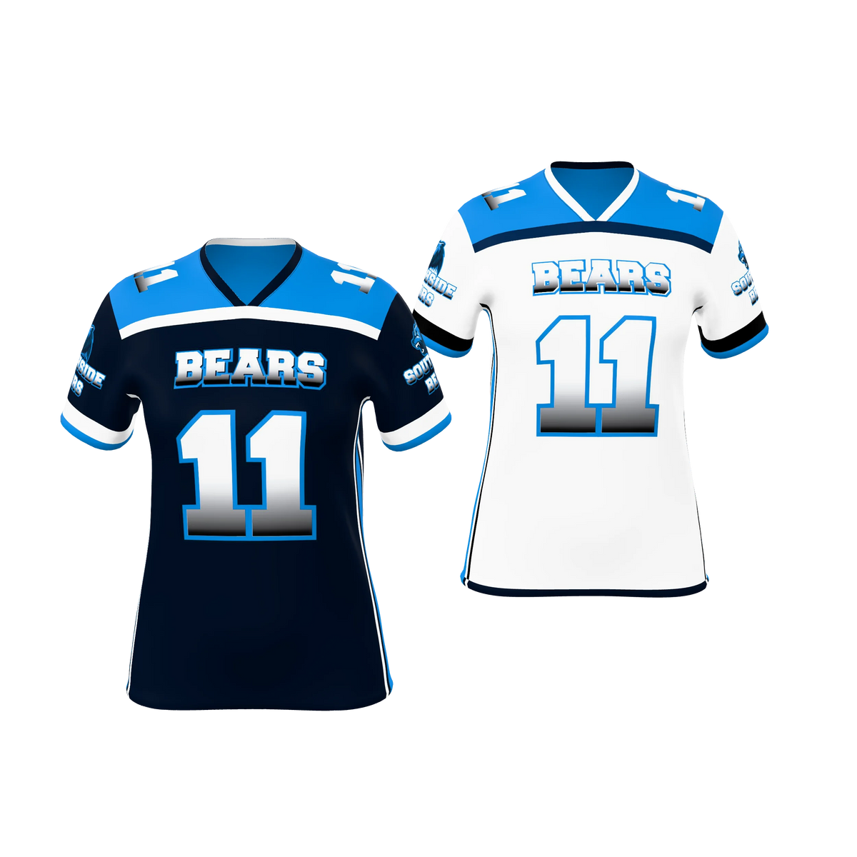 Custom Sublimated Women's & Girls' Single-Ply Reversible Football Fan Jersey — supplier view 1