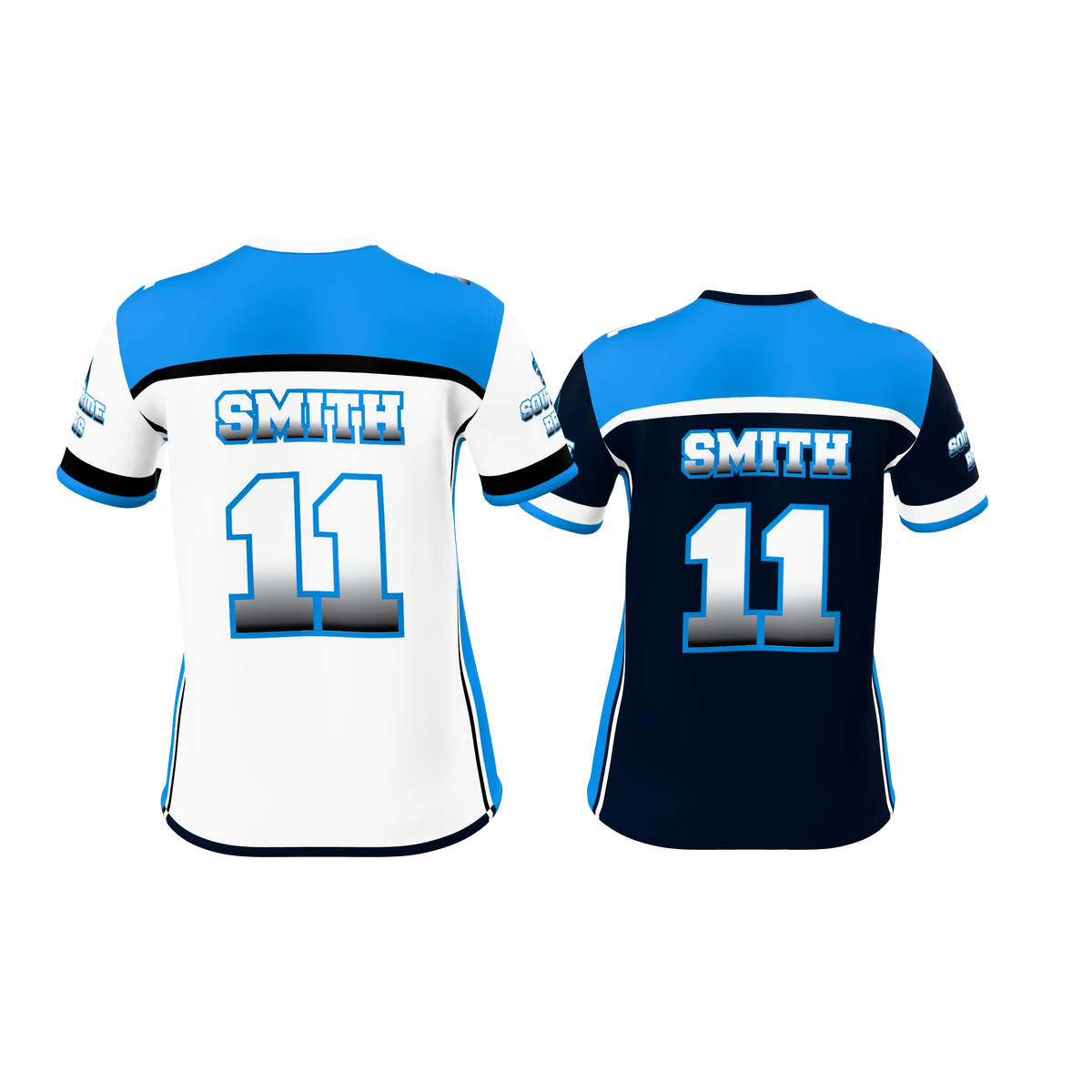 Custom Sublimated Women's & Girls' Single-Ply Reversible Football Fan Jersey — supplier view 4