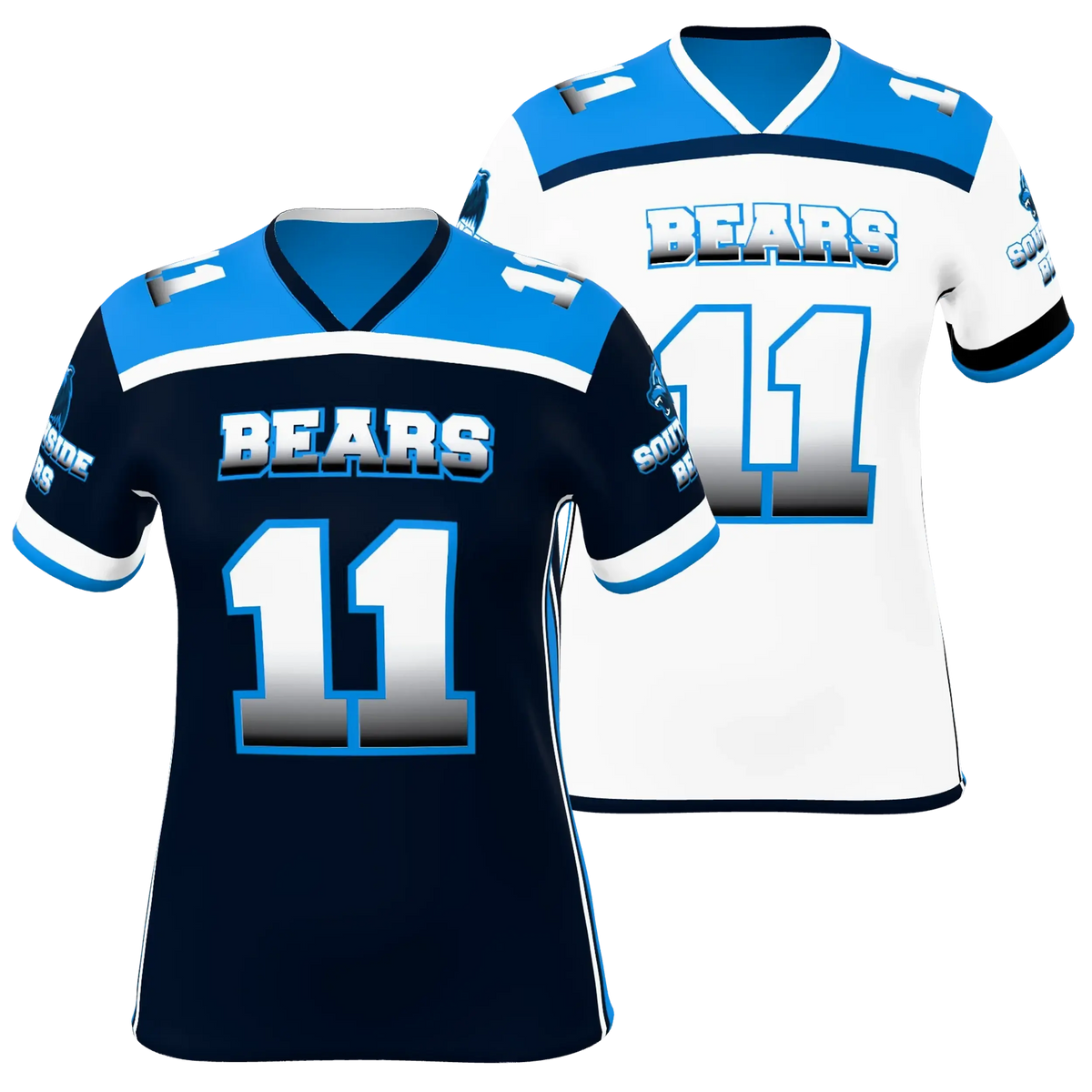 Custom Sublimated Women's & Girls' Single-Ply Reversible Football Fan Jersey — supplier view 9