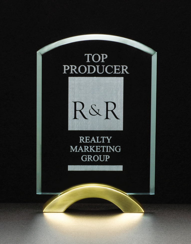 Arch Series Glass Award with Gold Metal Base