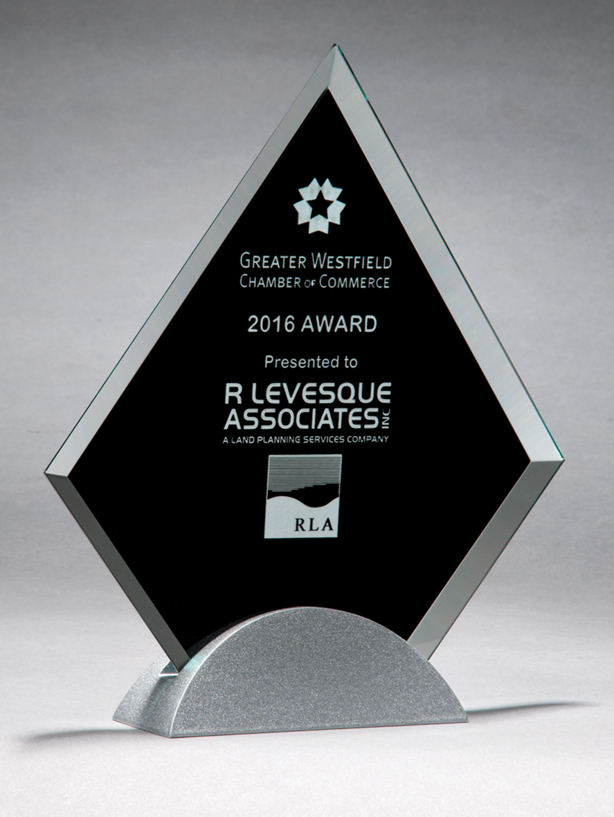 Diamond Series Glass Award with Silver Metal Base