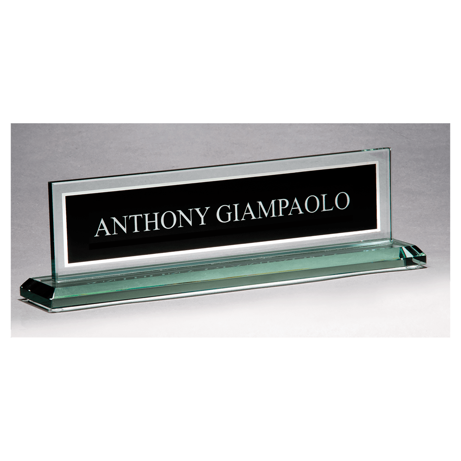 Glass Name Plate with Black Center