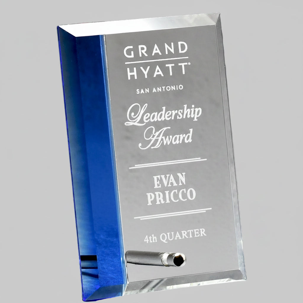 Economy Glass Plaque With Blue Accent