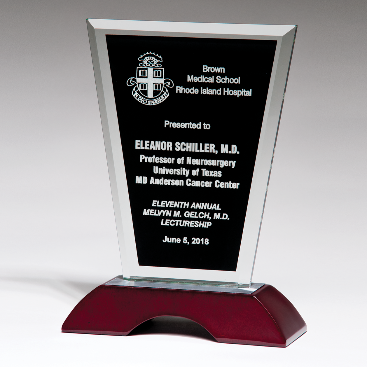 Clear Glass Award with Black Silk Screened Center