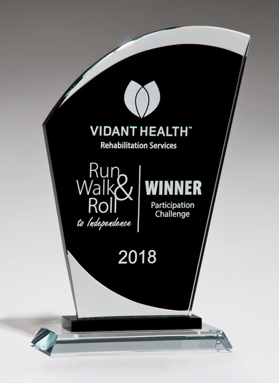 Sail Shaped Glass Award with Black Center