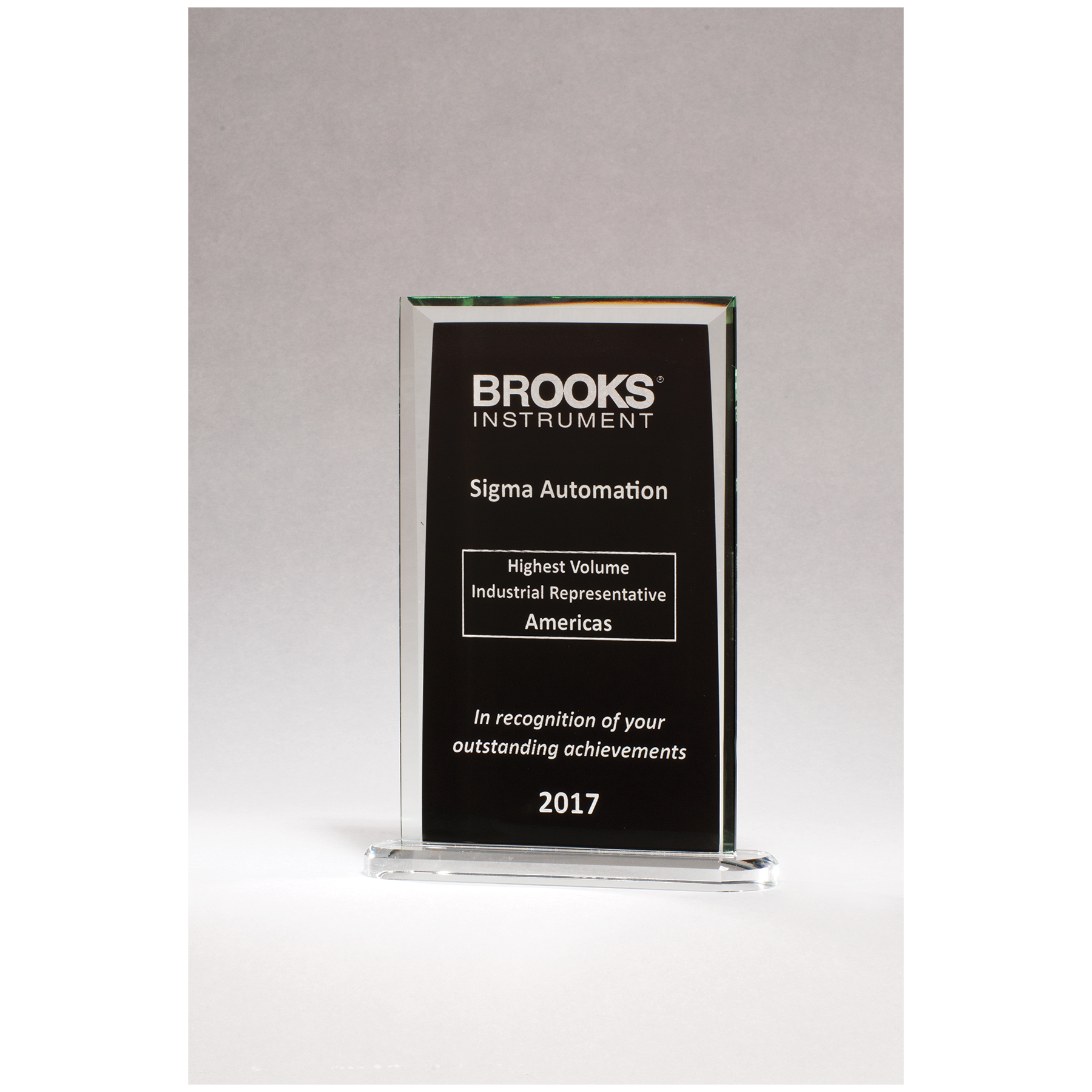 Rectangular Shaped Glass Award with Black Center