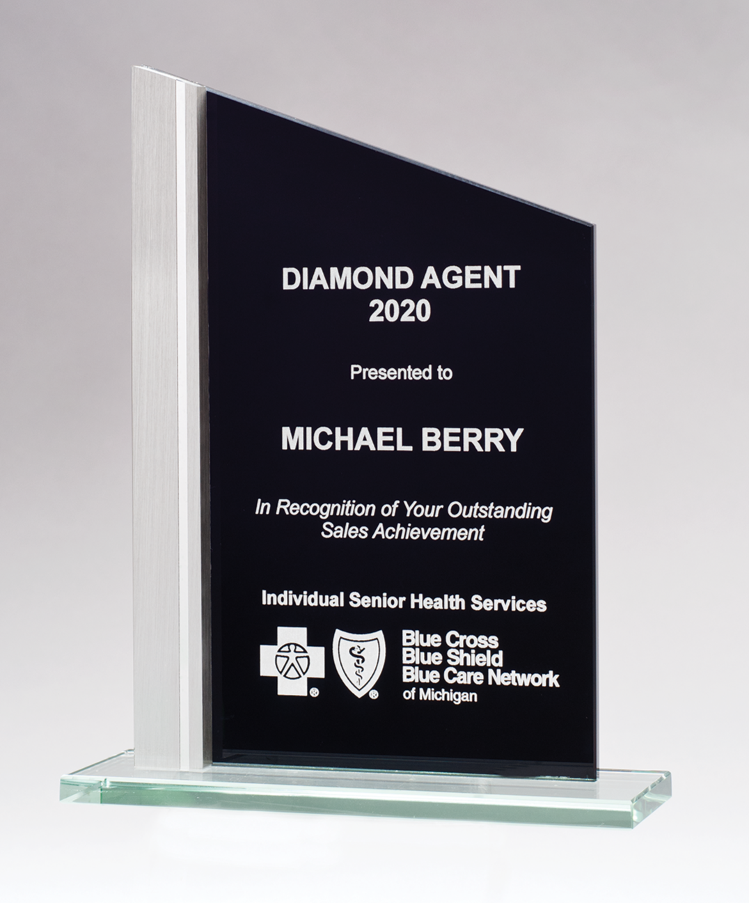 Zenith Series Black Silk Screened Glass Award