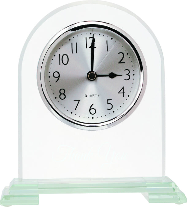 Clear Glass Clock With Split Step Base