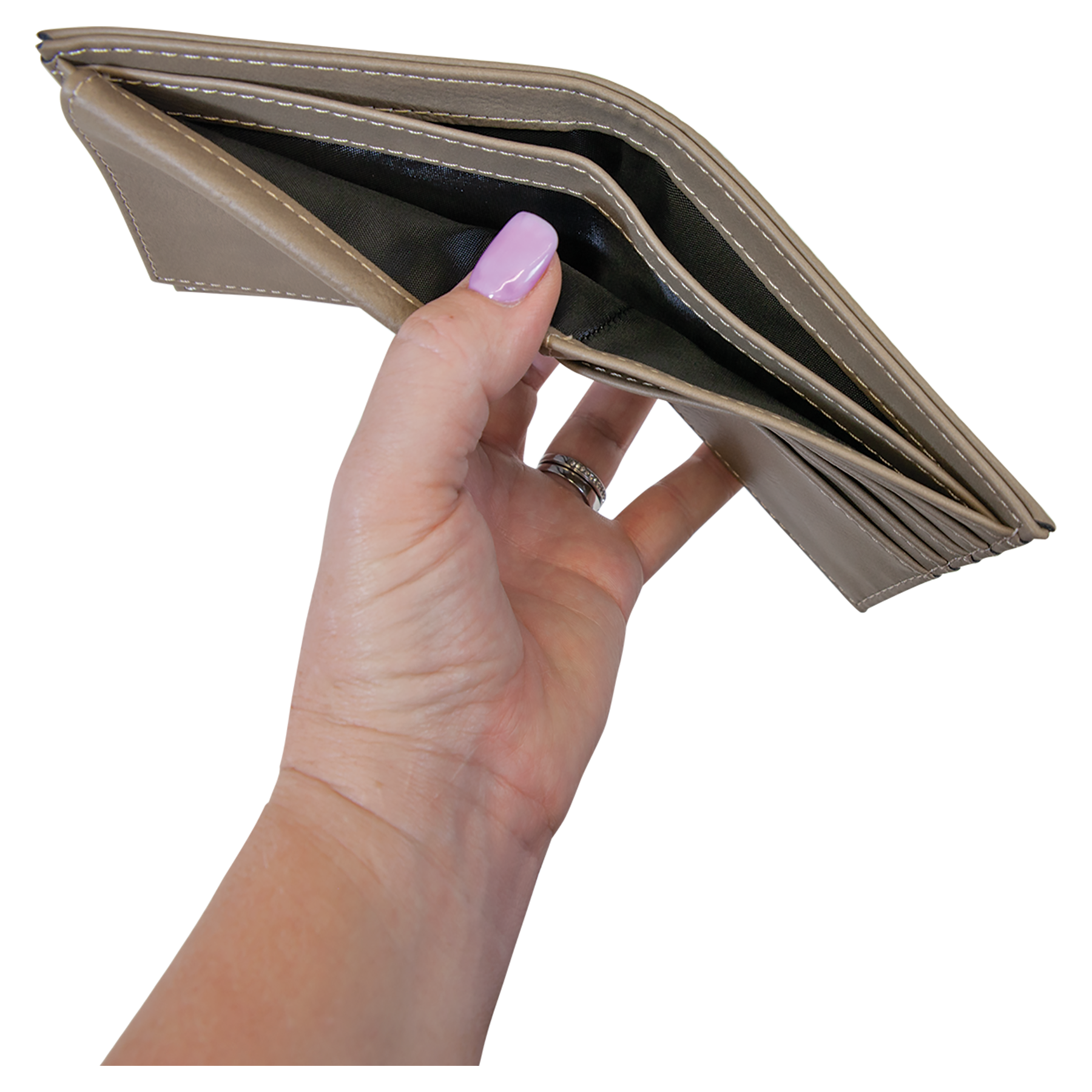 Leatherette Bi-Fold Wallet with Flip ID Display