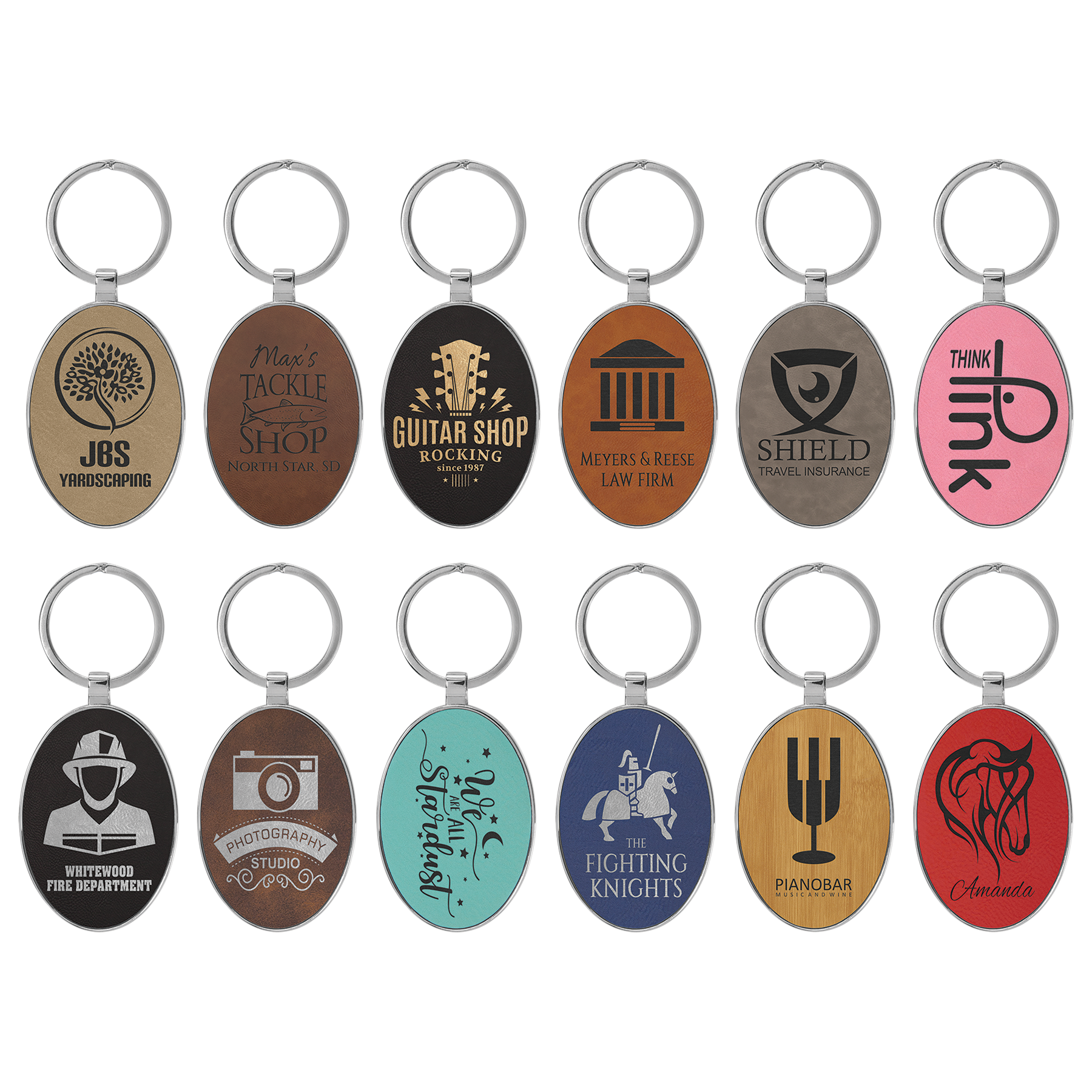 Metal Frame Laserable Leatherette Keychain