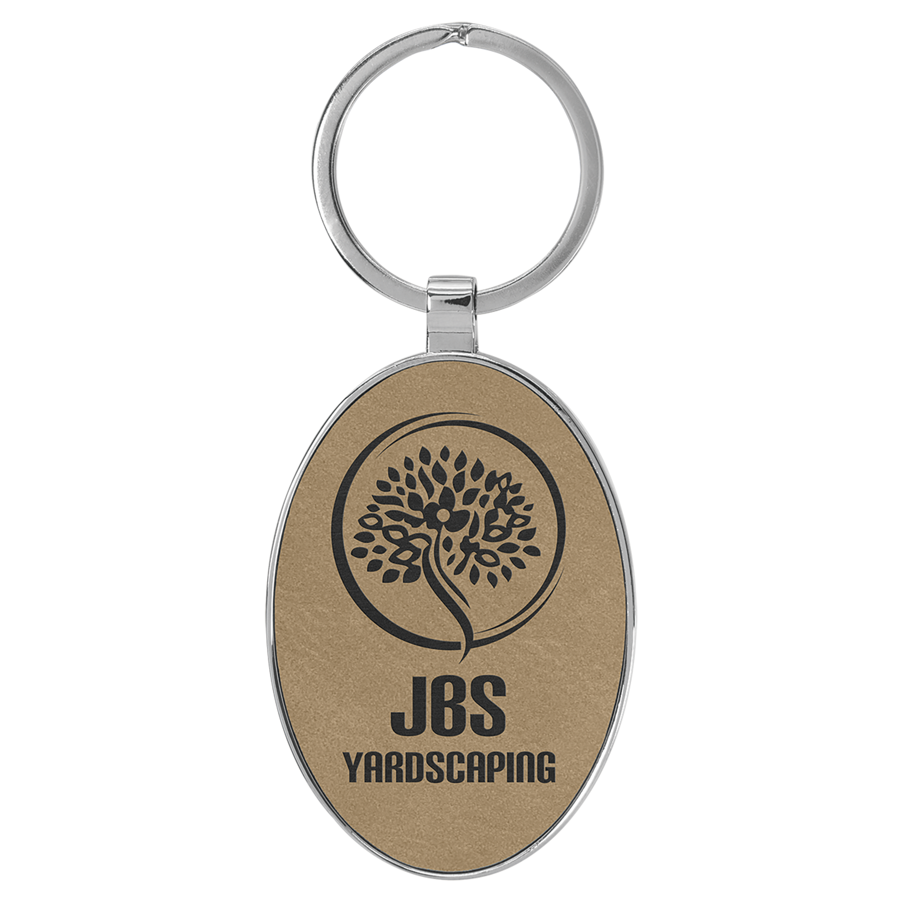 Metal Frame Laserable Leatherette Keychain