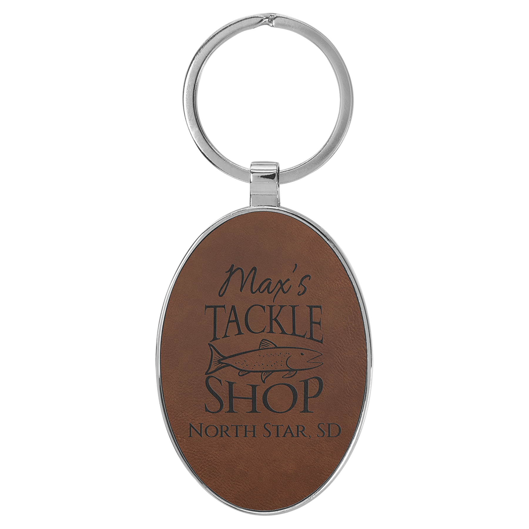 Metal Frame Laserable Leatherette Keychain