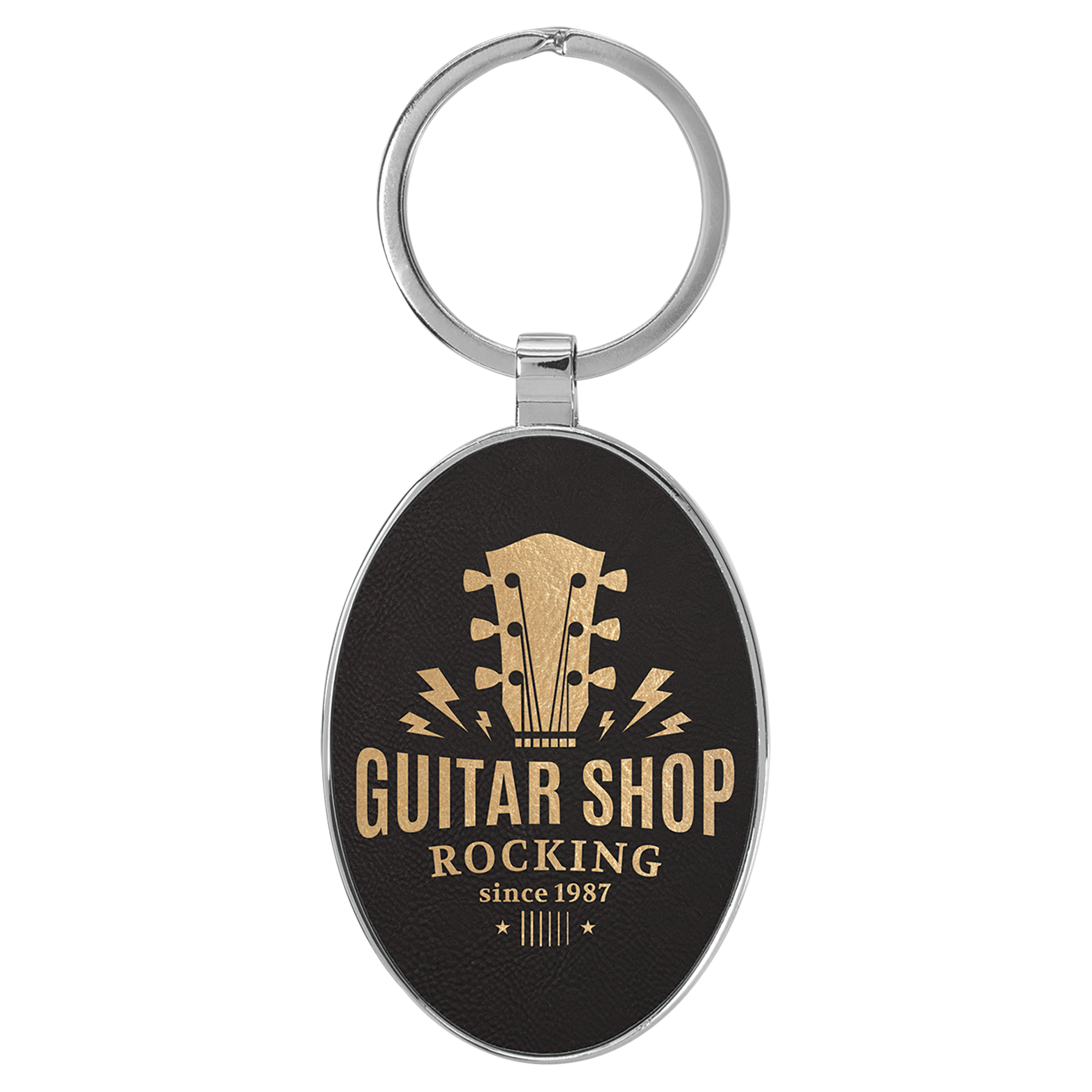 Metal Frame Laserable Leatherette Keychain