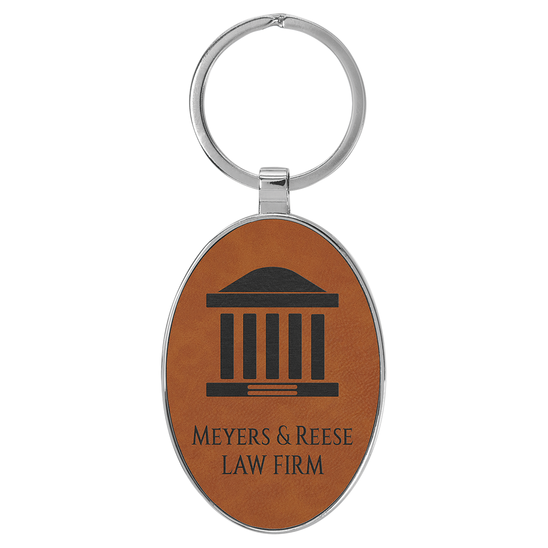 Metal Frame Laserable Leatherette Keychain