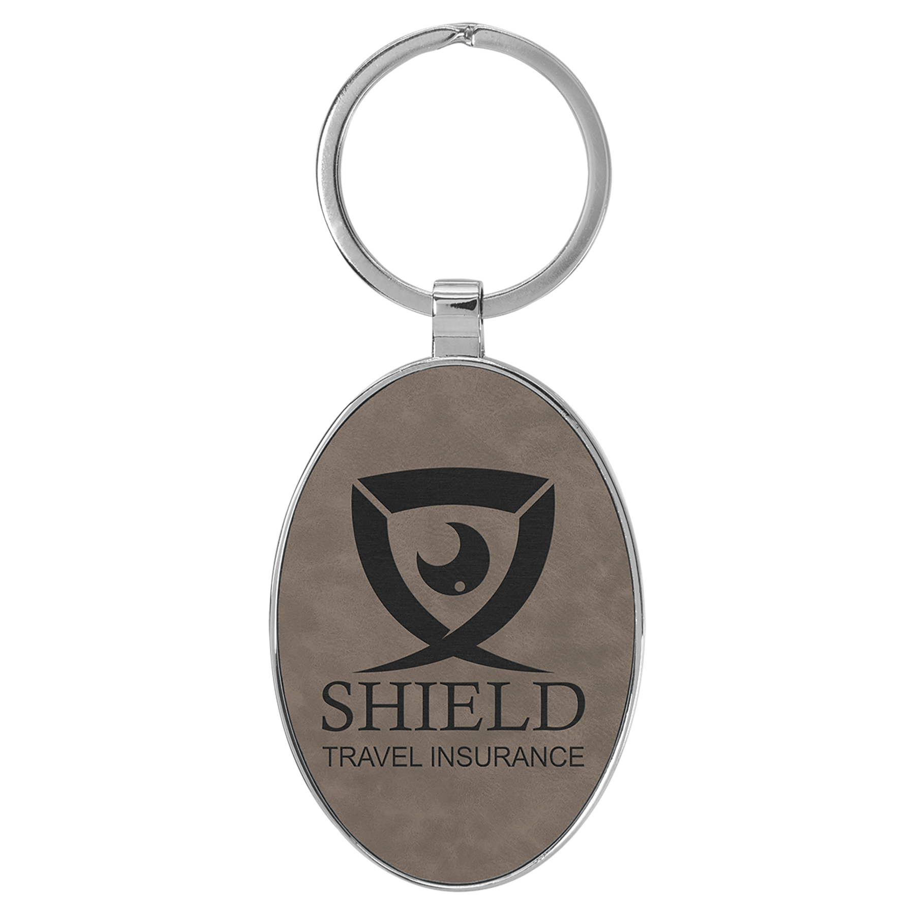 Metal Frame Laserable Leatherette Keychain