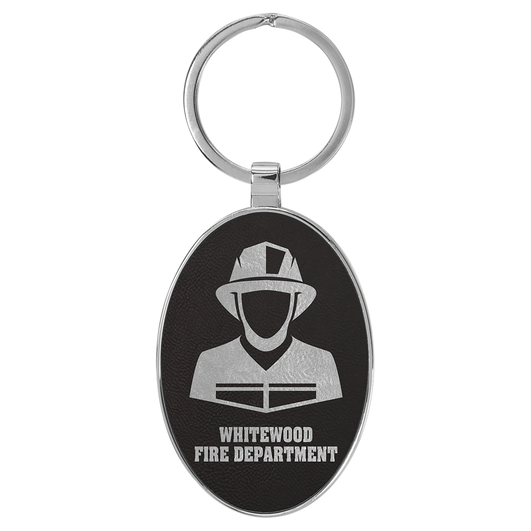 Metal Frame Laserable Leatherette Keychain