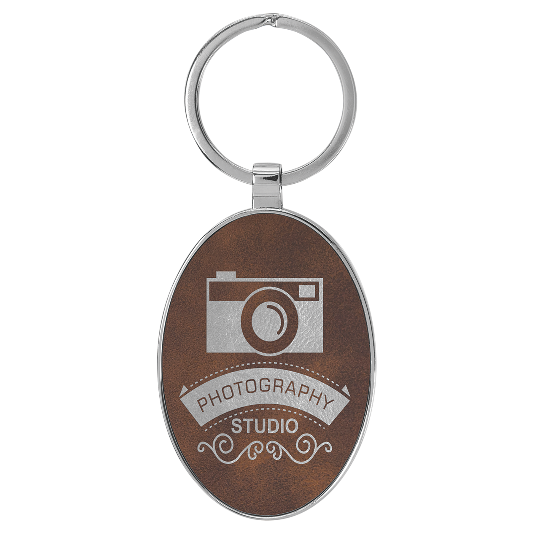 Metal Frame Laserable Leatherette Keychain