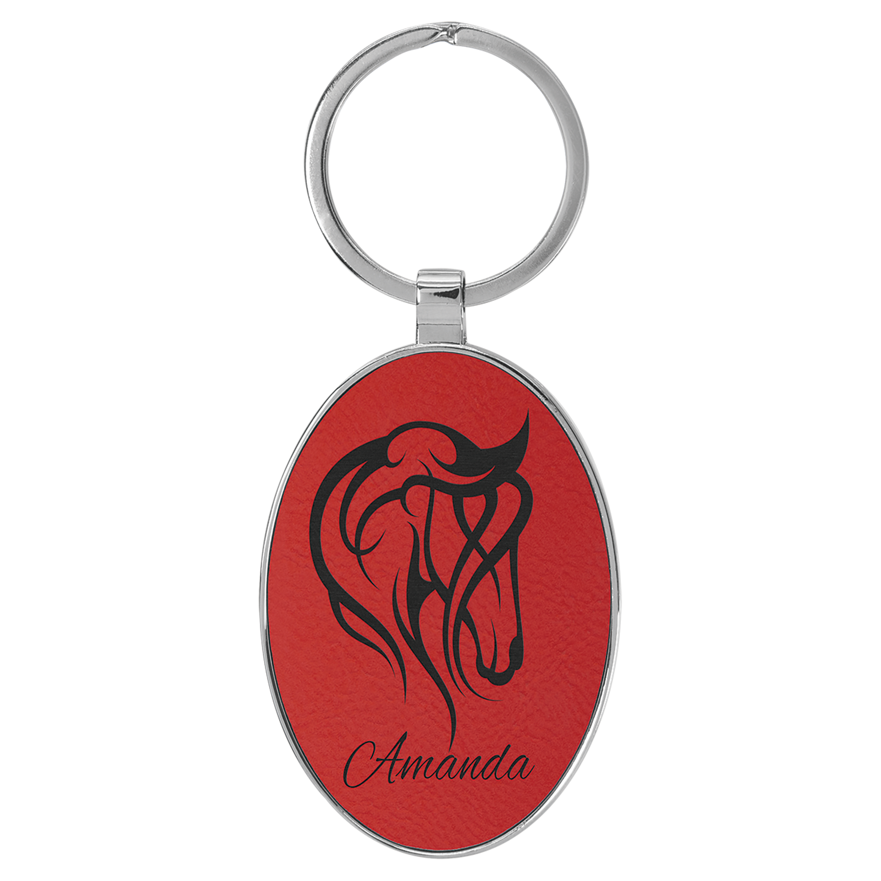 Metal Frame Laserable Leatherette Keychain