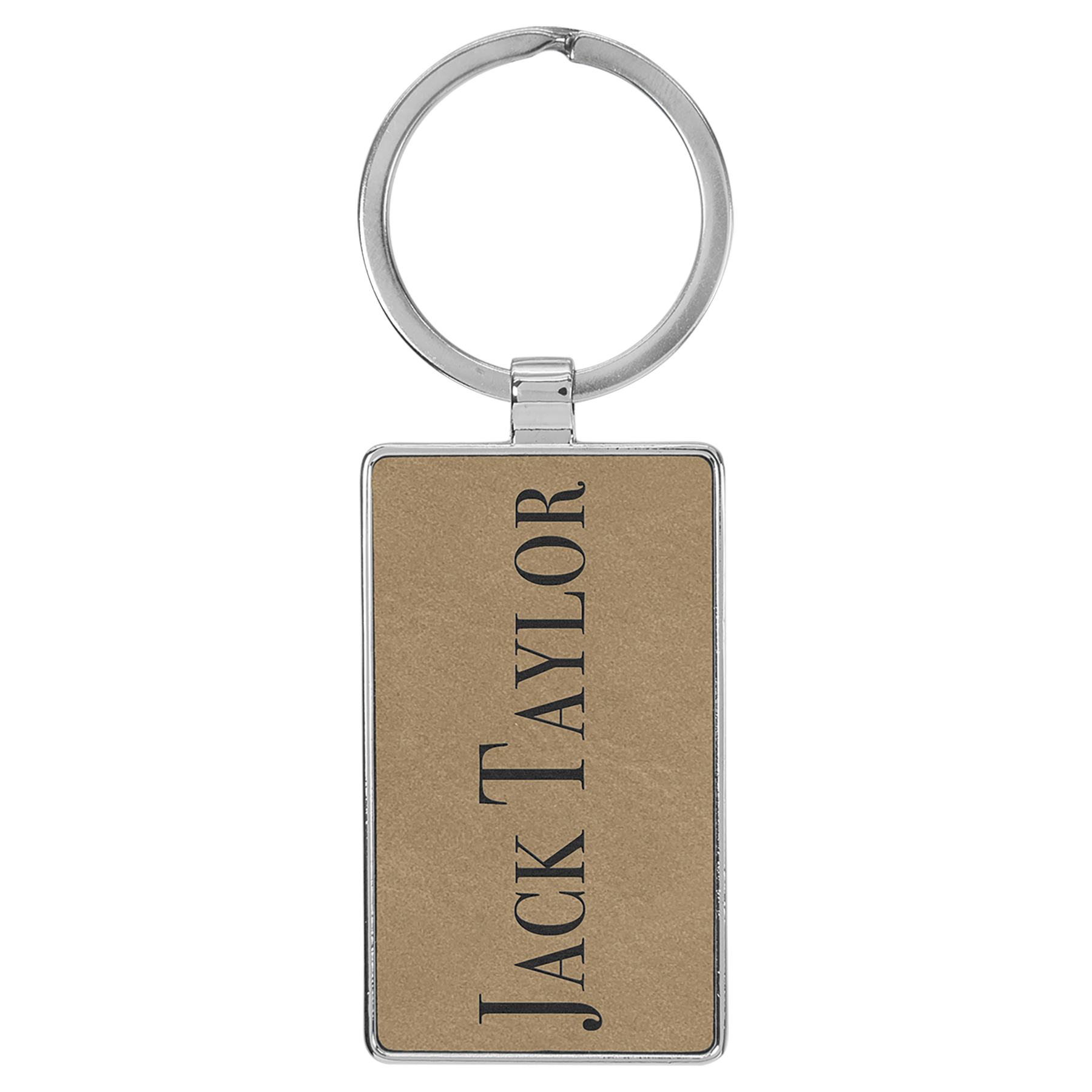 Metal Frame Laserable Leatherette Keychain