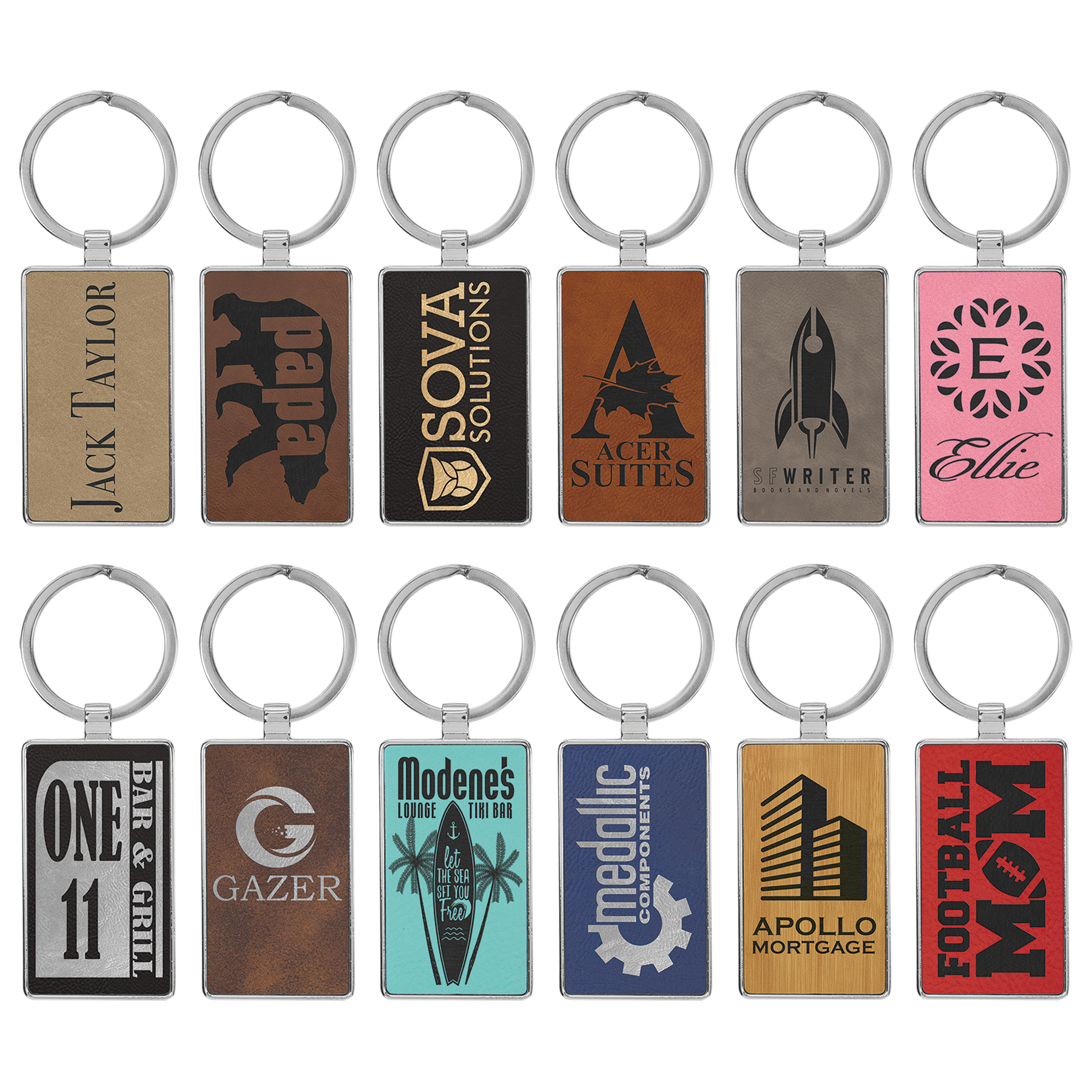 Metal Frame Laserable Leatherette Keychain