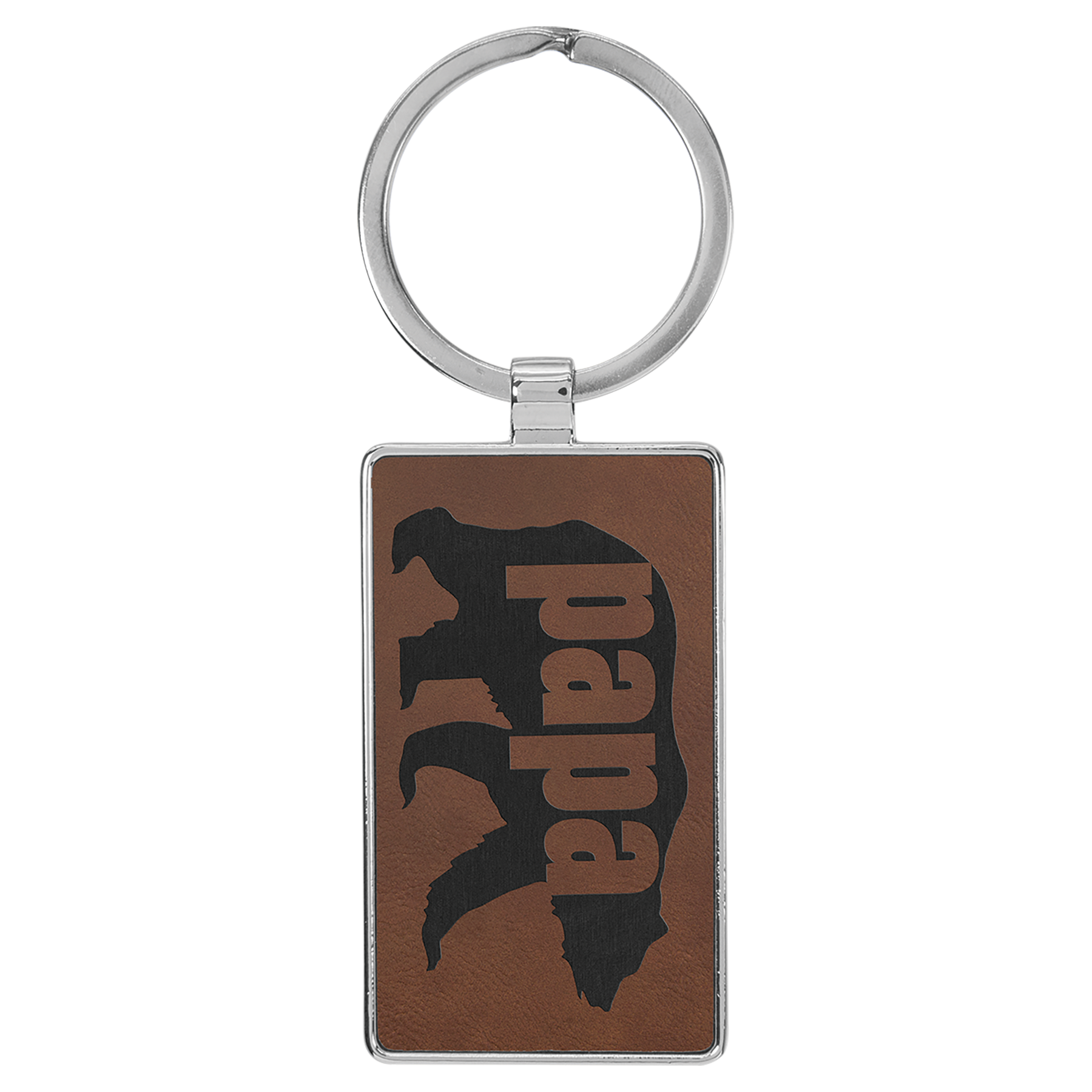 Metal Frame Laserable Leatherette Keychain