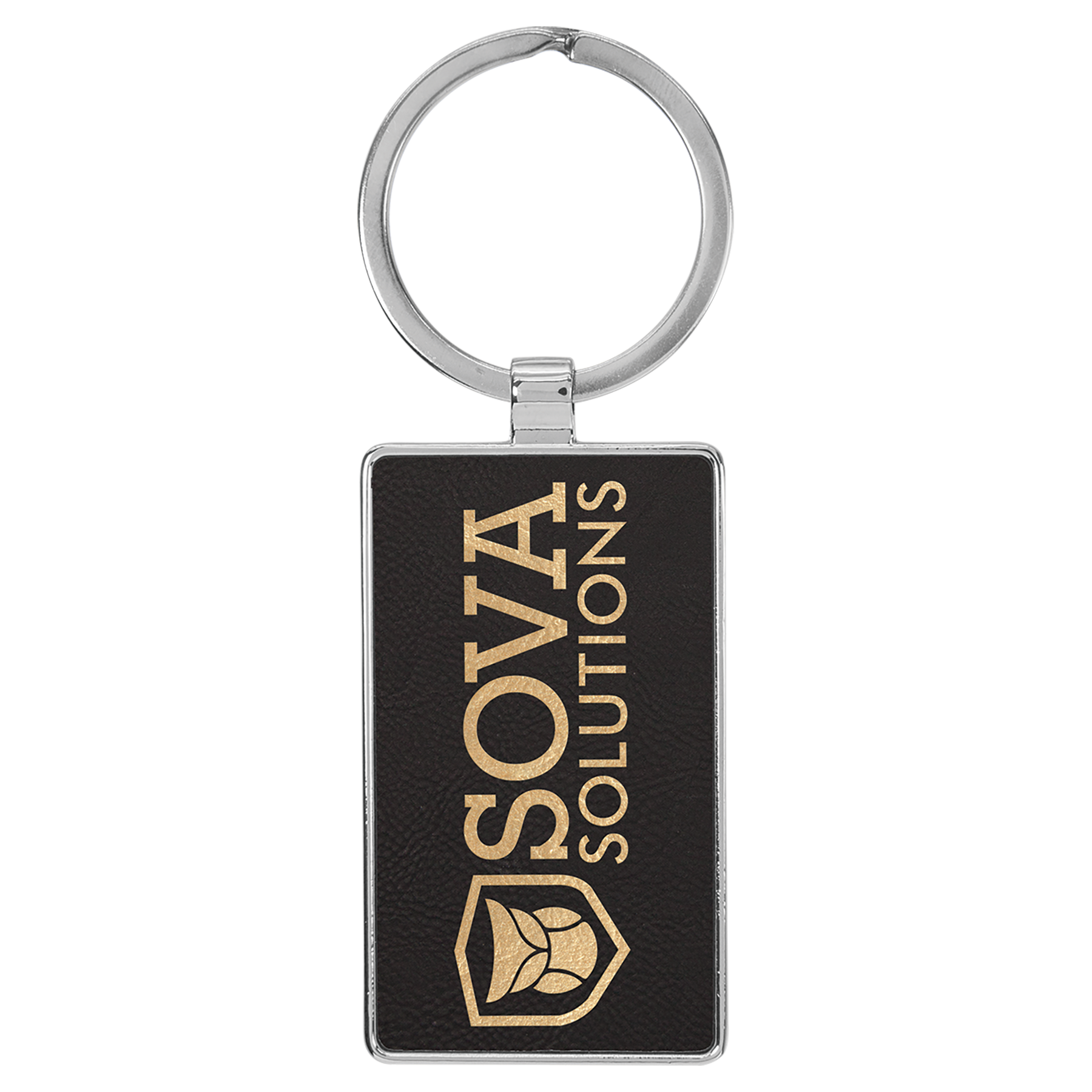 Metal Frame Laserable Leatherette Keychain