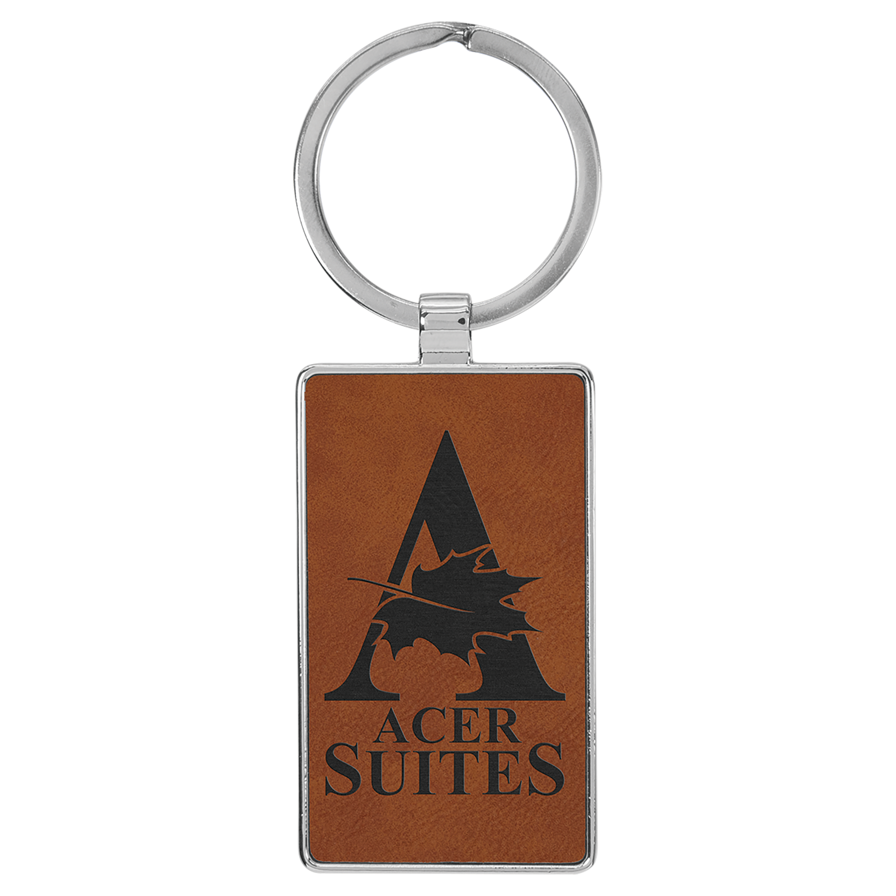 Metal Frame Laserable Leatherette Keychain