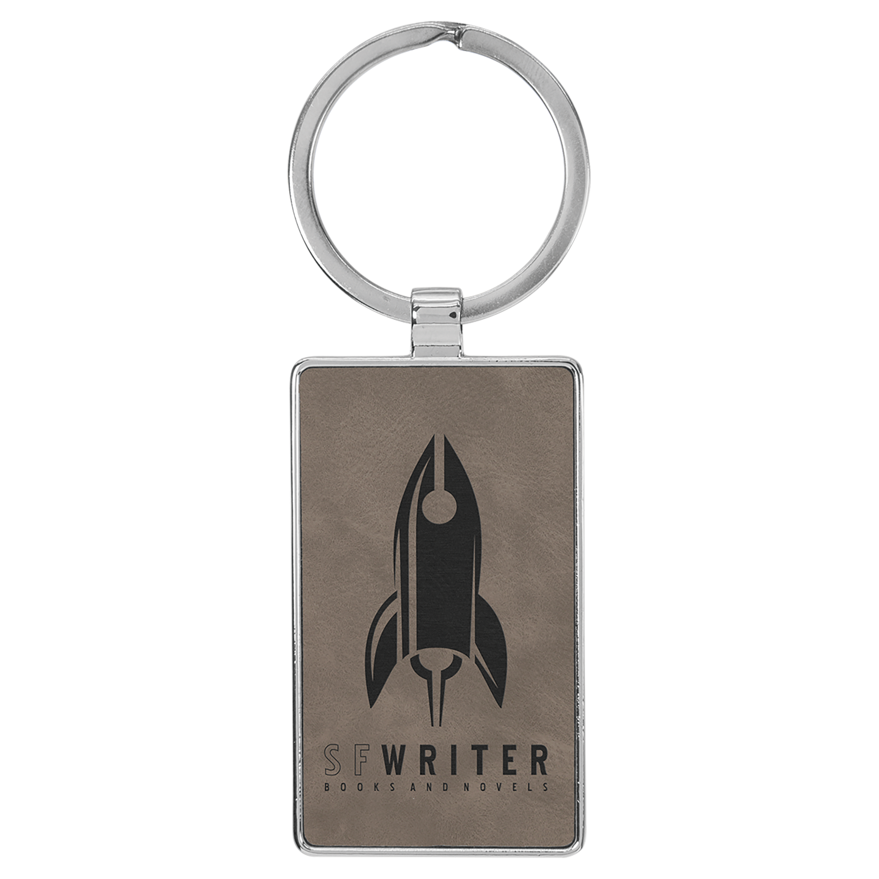 Metal Frame Laserable Leatherette Keychain