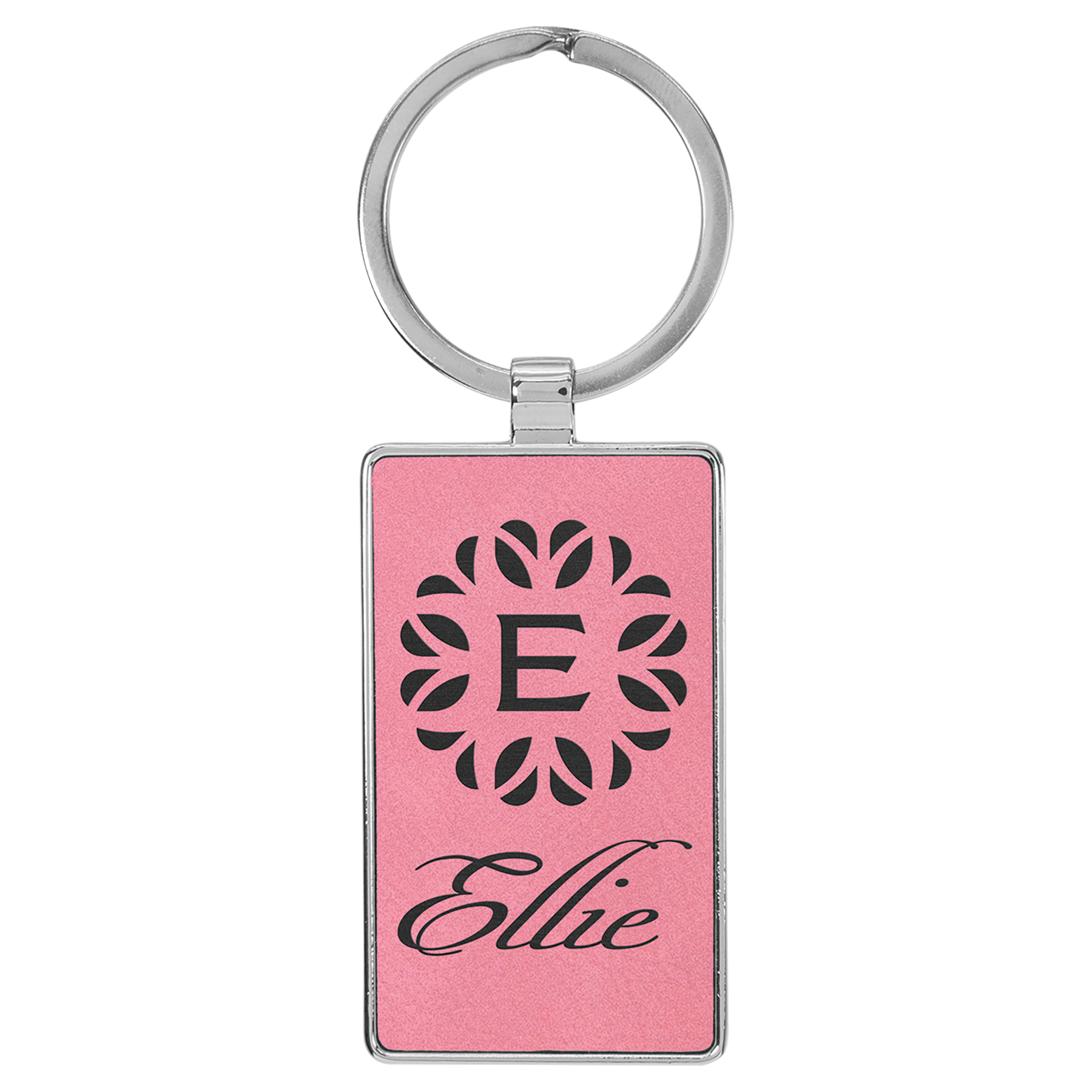 Metal Frame Laserable Leatherette Keychain