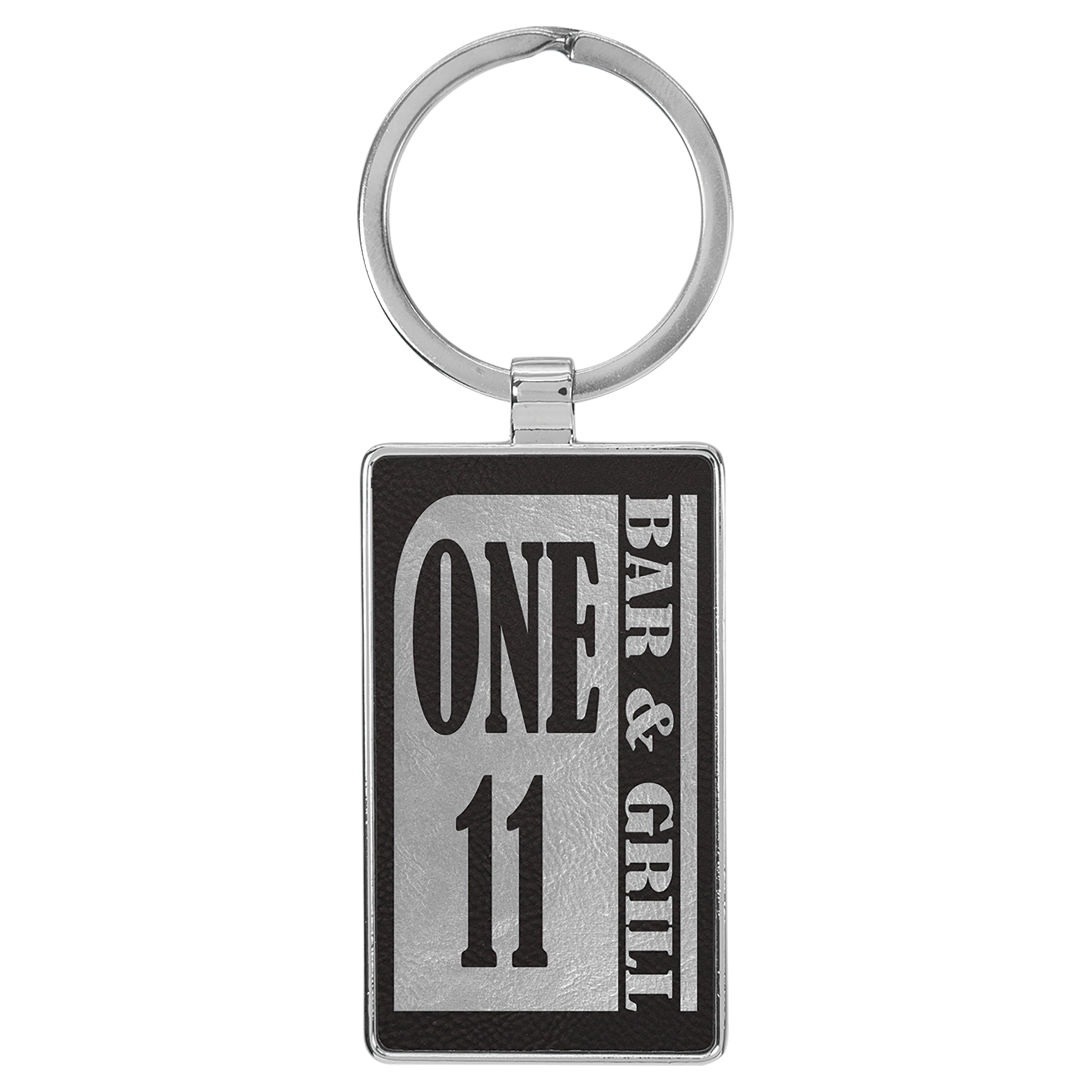 Metal Frame Laserable Leatherette Keychain