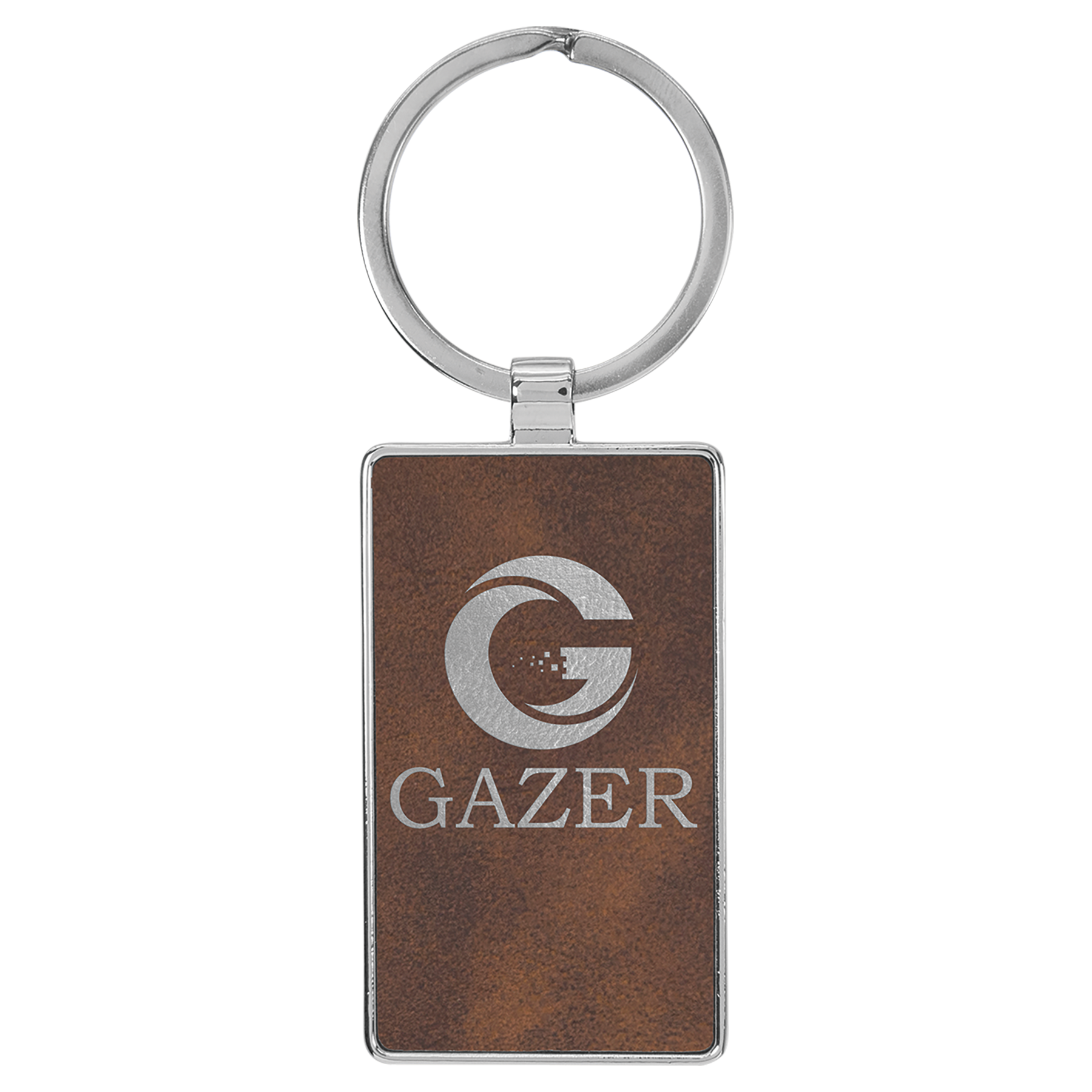 Metal Frame Laserable Leatherette Keychain