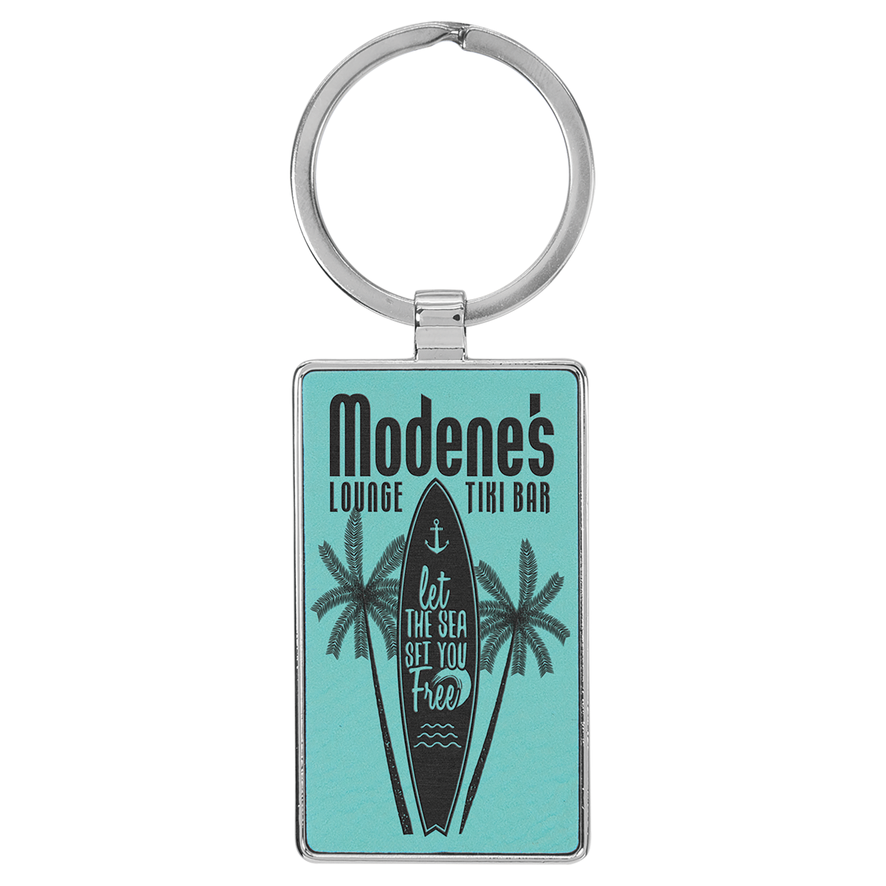 Metal Frame Laserable Leatherette Keychain