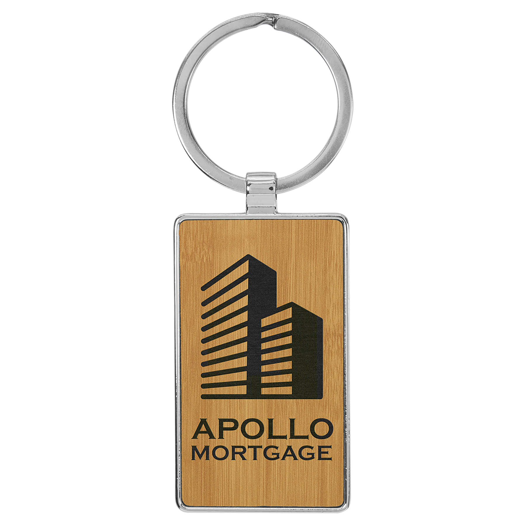 Metal Frame Laserable Leatherette Keychain