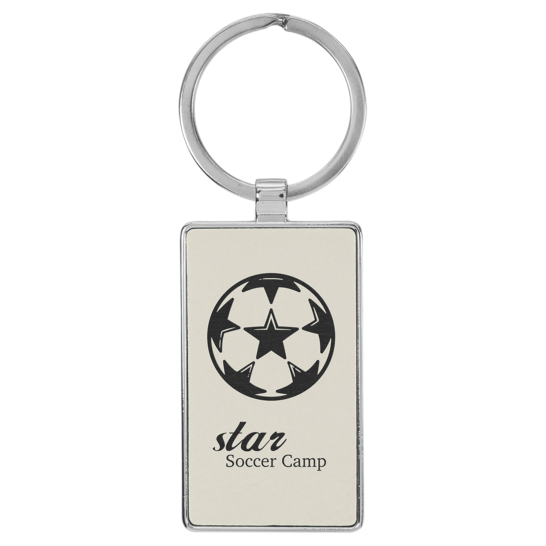 Metal Frame Laserable Leatherette Keychain