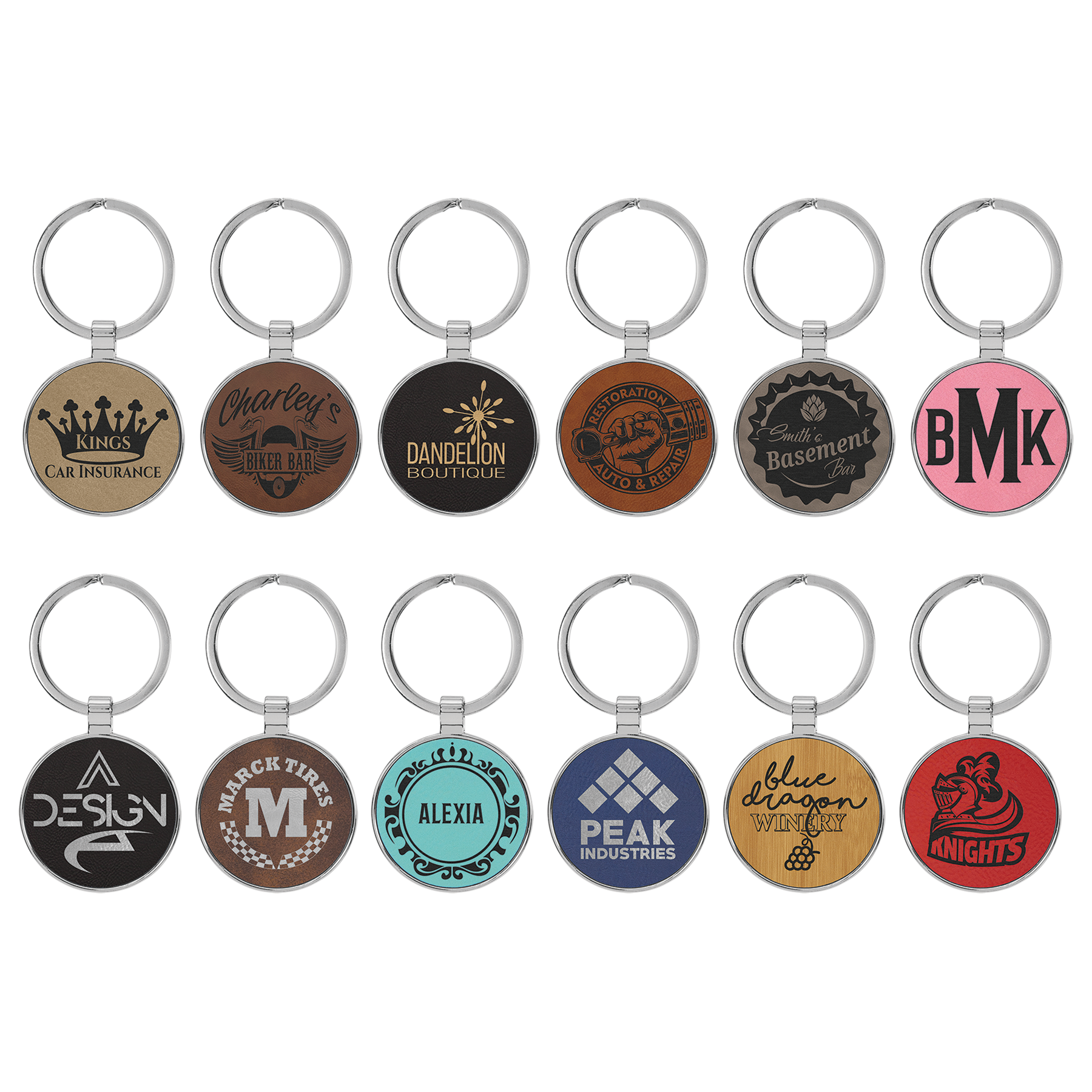 Metal Frame Laserable Leatherette Keychain