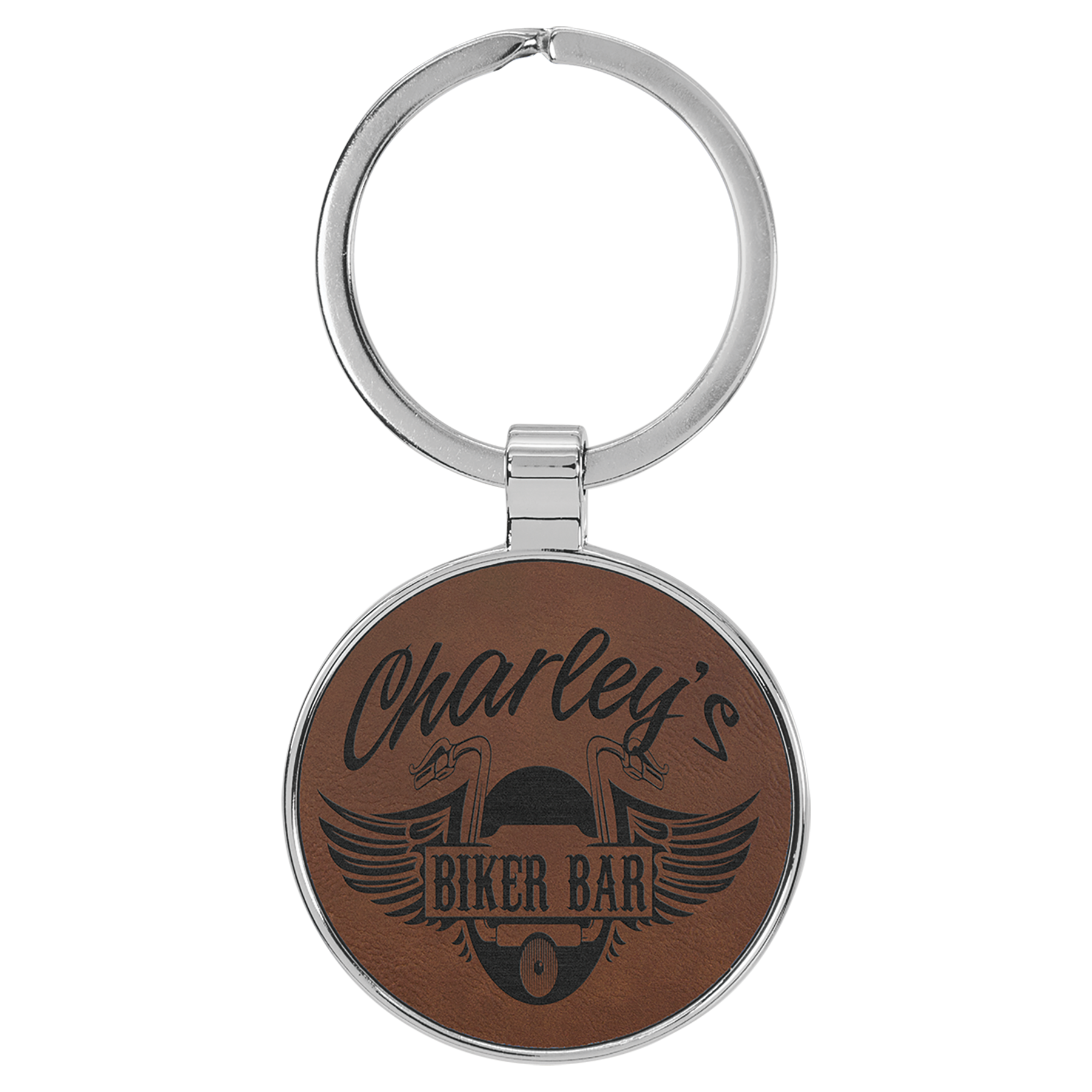 Metal Frame Laserable Leatherette Keychain