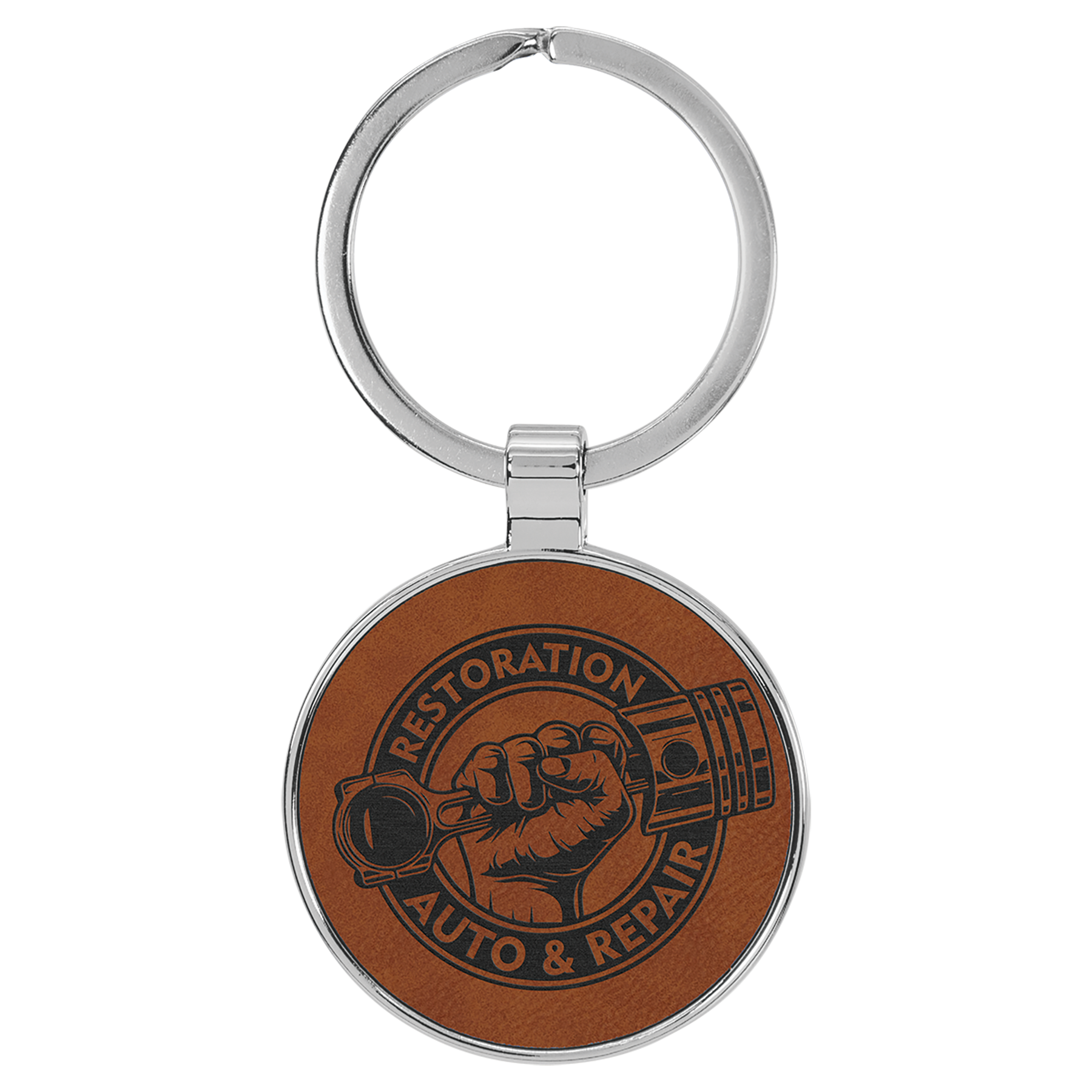 Metal Frame Laserable Leatherette Keychain