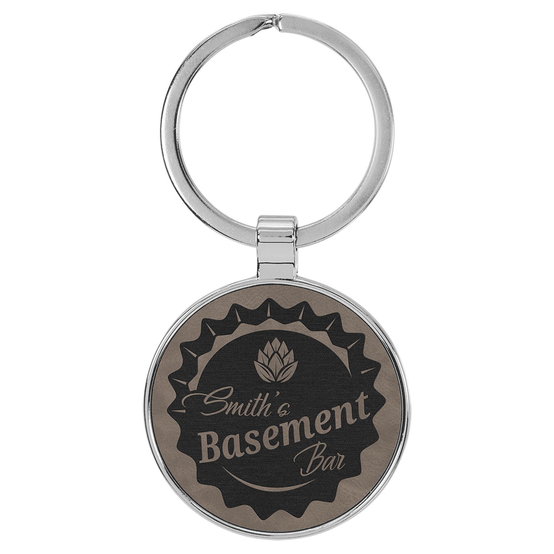 Metal Frame Laserable Leatherette Keychain