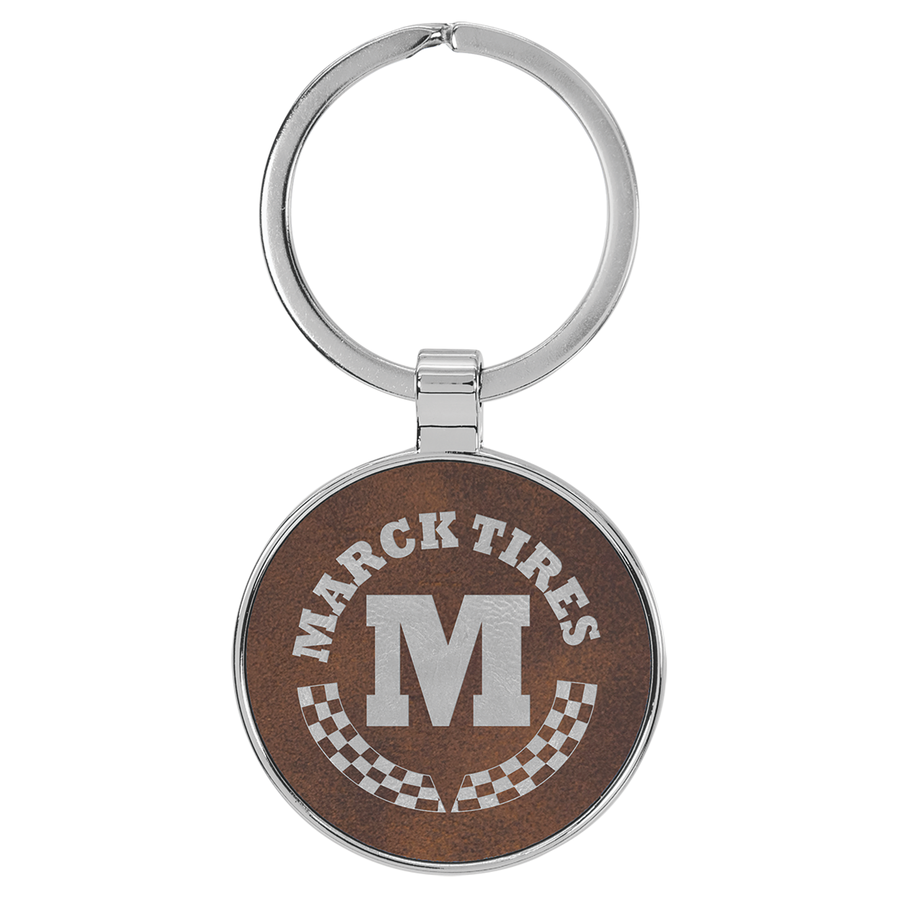 Metal Frame Laserable Leatherette Keychain