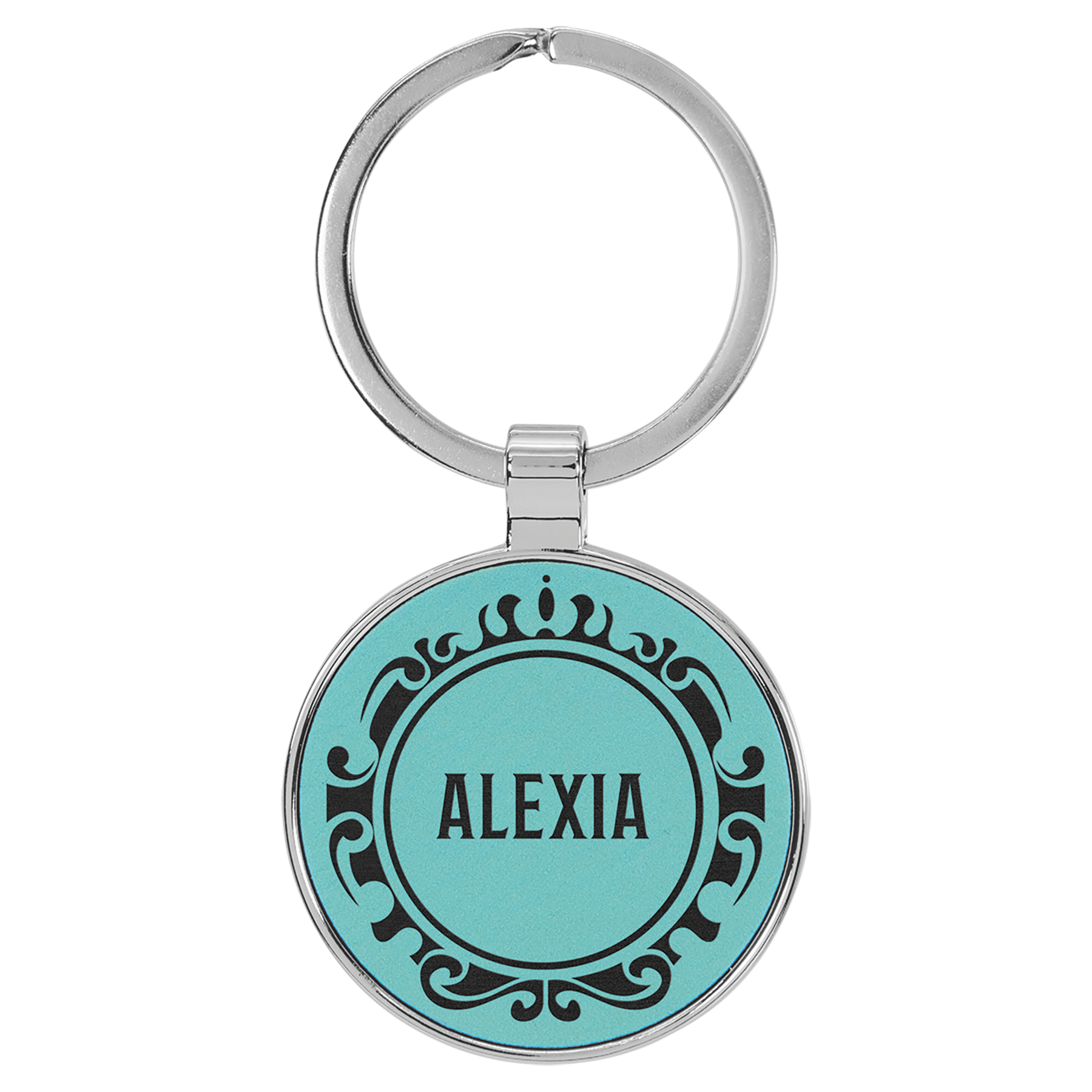 Metal Frame Laserable Leatherette Keychain