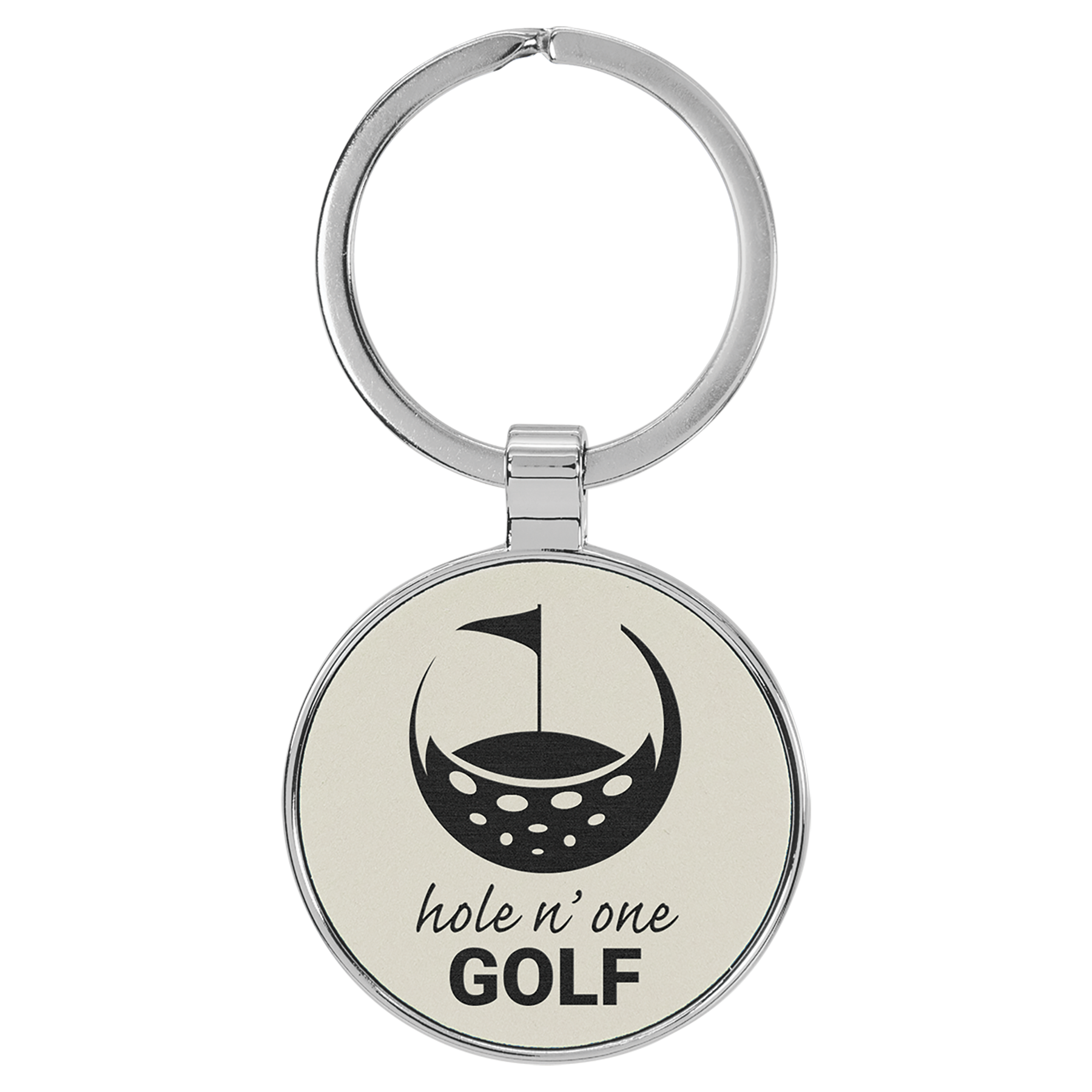 Metal Frame Laserable Leatherette Keychain