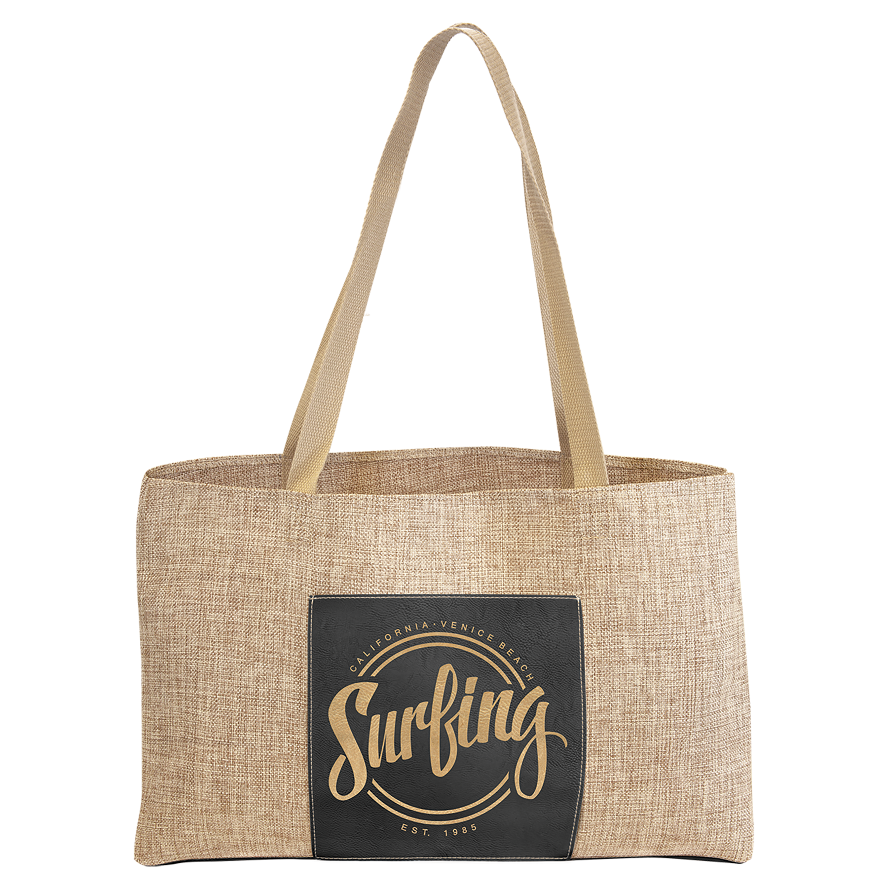 Burlap Bags with Laserable Leatherette