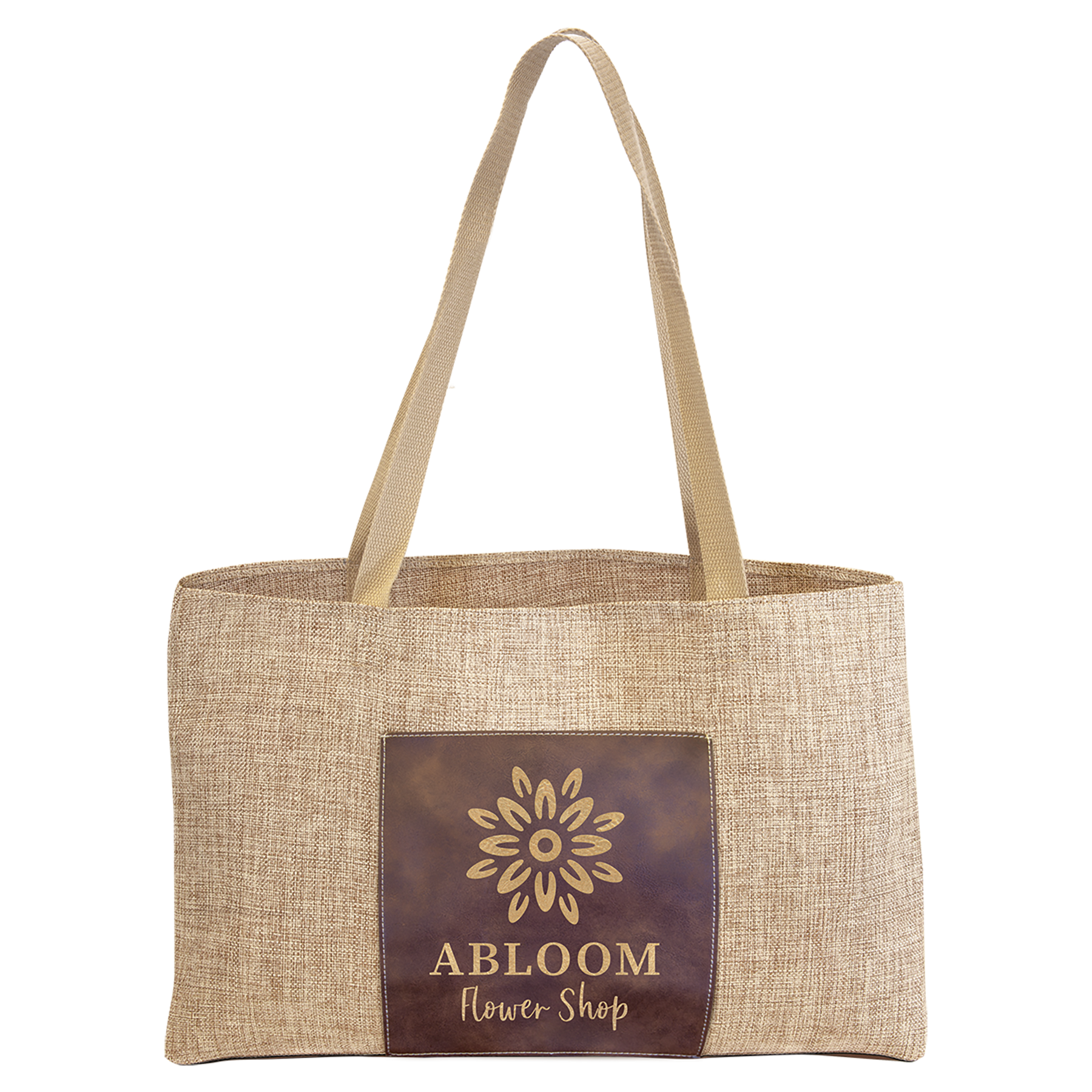 Burlap Bags with Laserable Leatherette