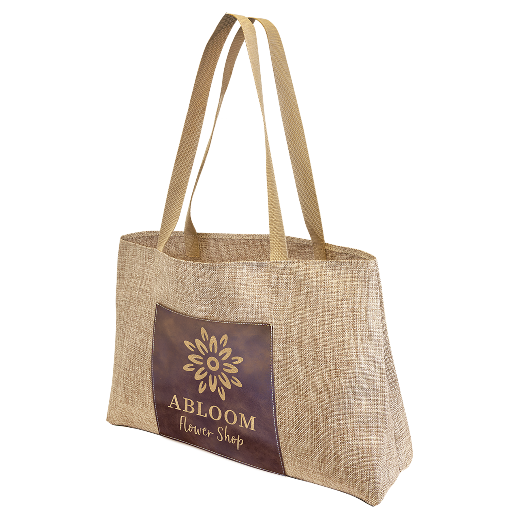 Burlap Bags with Laserable Leatherette