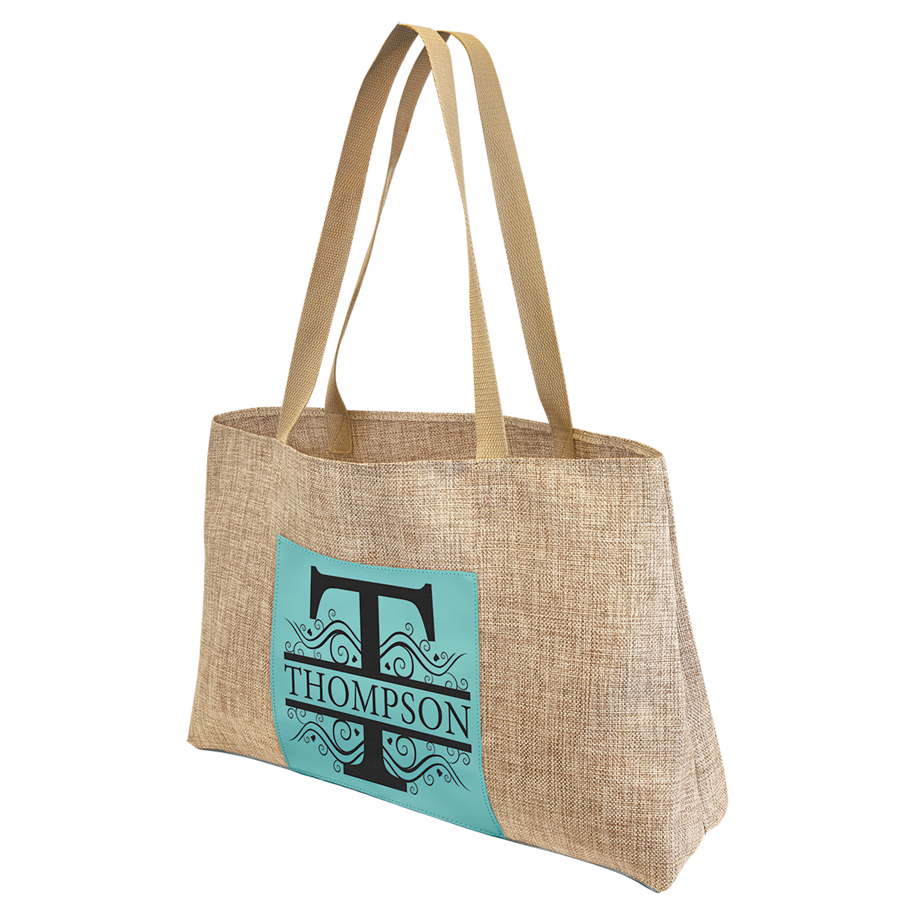 Burlap Bags with Laserable Leatherette