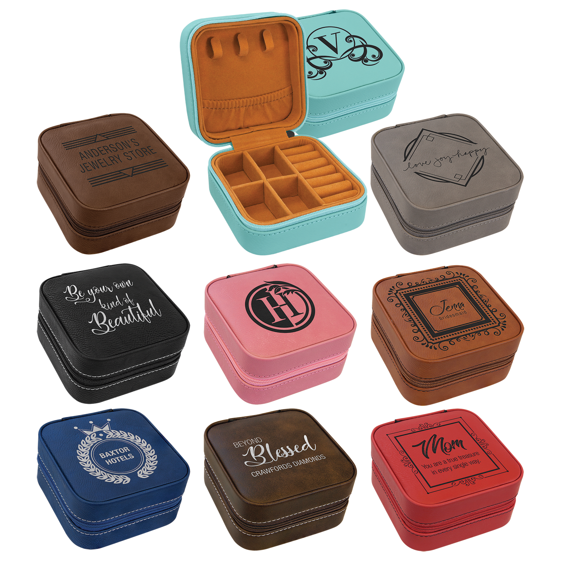 4" X 4" Laserable Leatherette Travel Jewelry Box