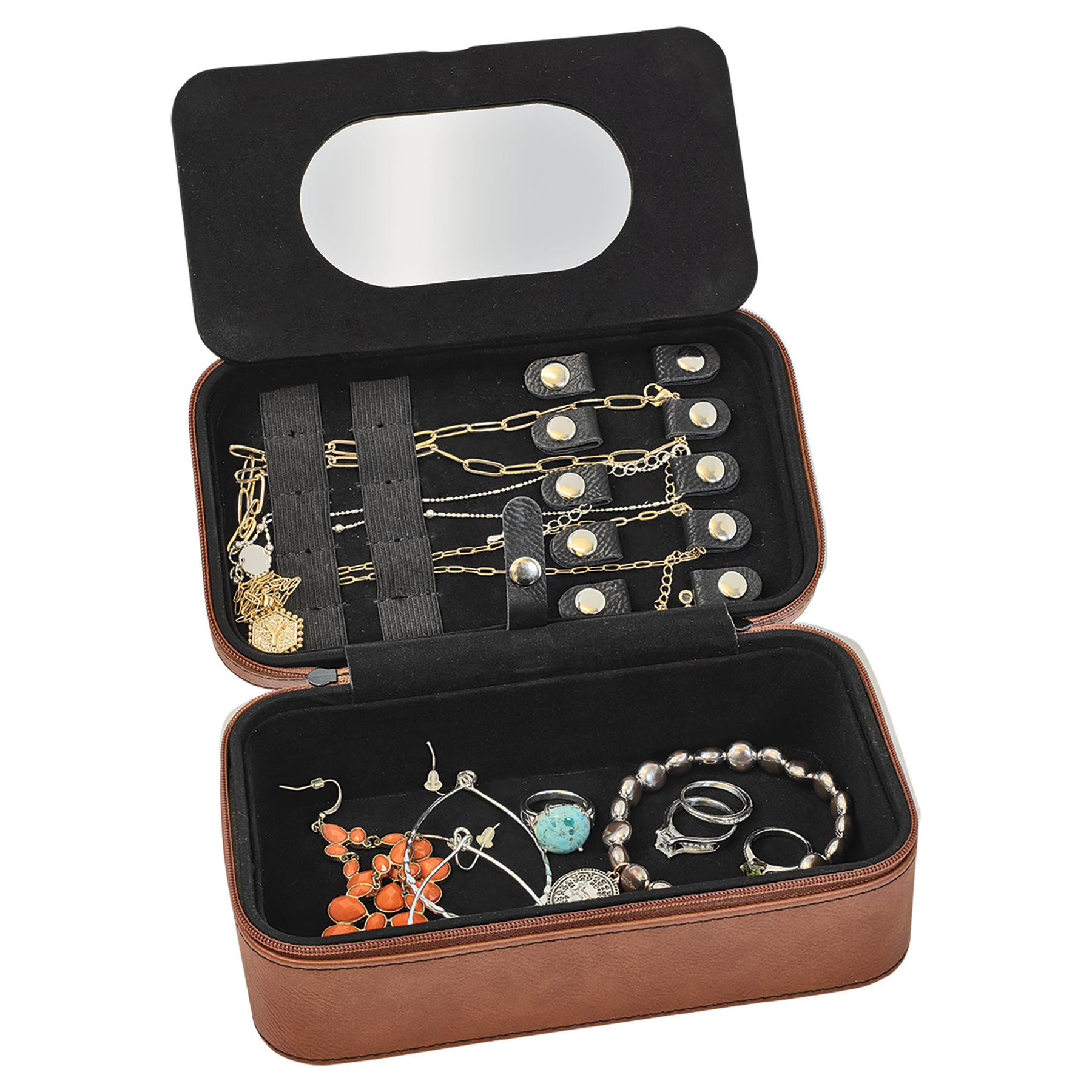Laserable Leatherette Travel Jewelry Box