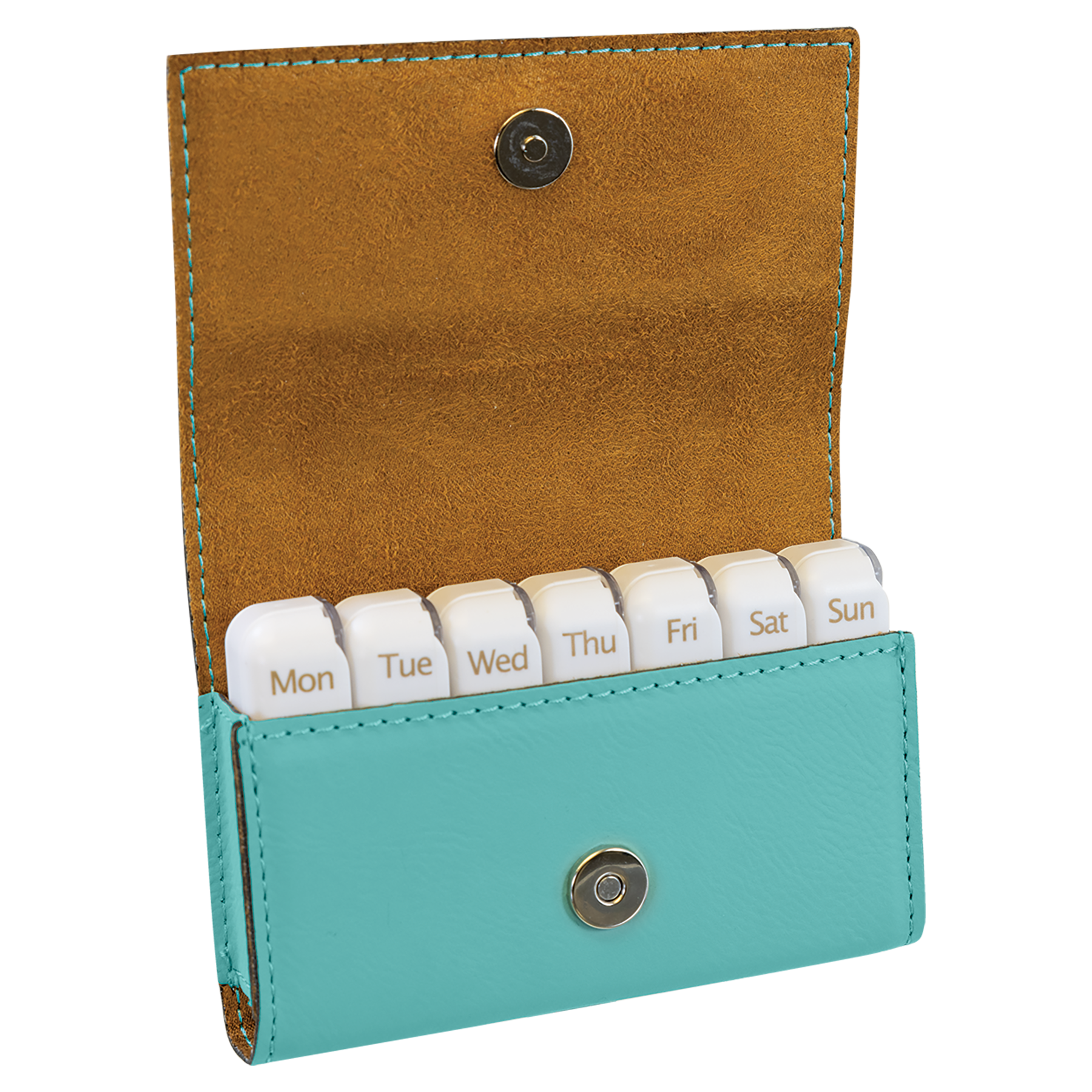 Laserable Leatherette Pill Box with Separate Daily Containers